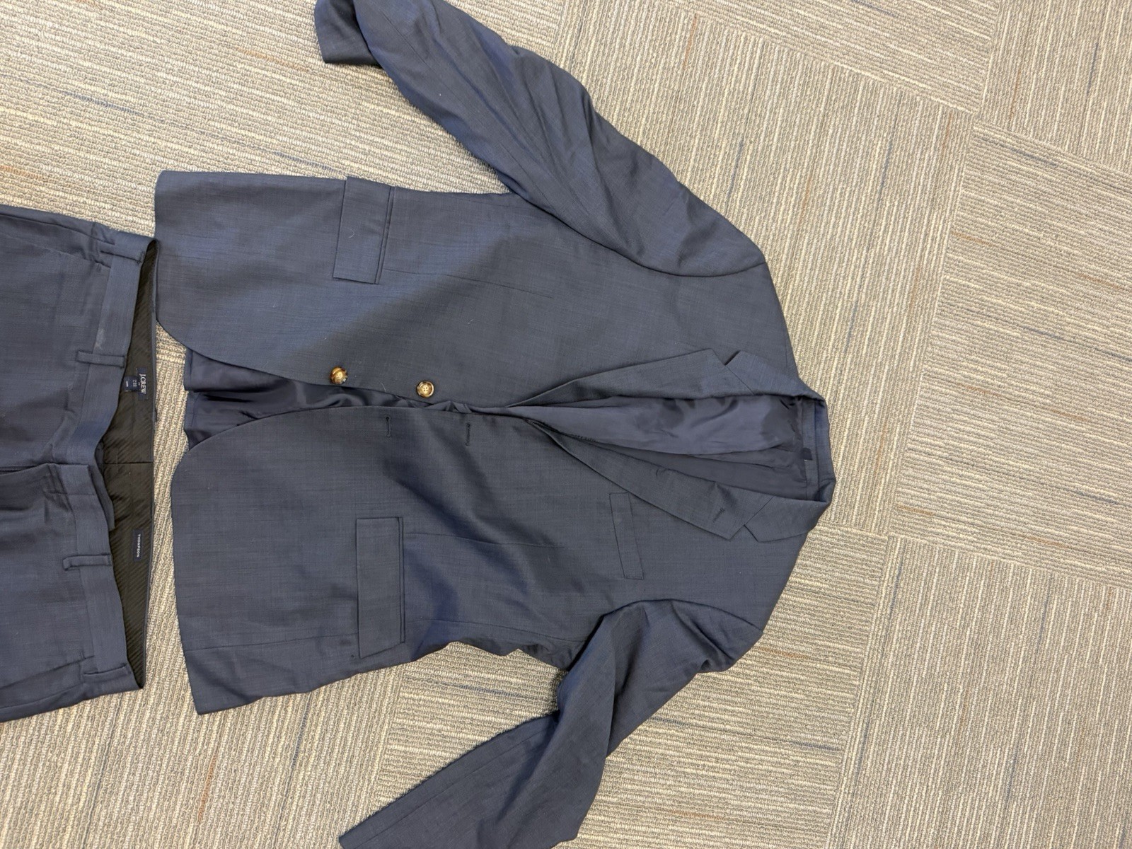J. Crew Navy Blue Slim-fit Thompson Worsted Wool Suit Jacket and Pants 46R 36×30