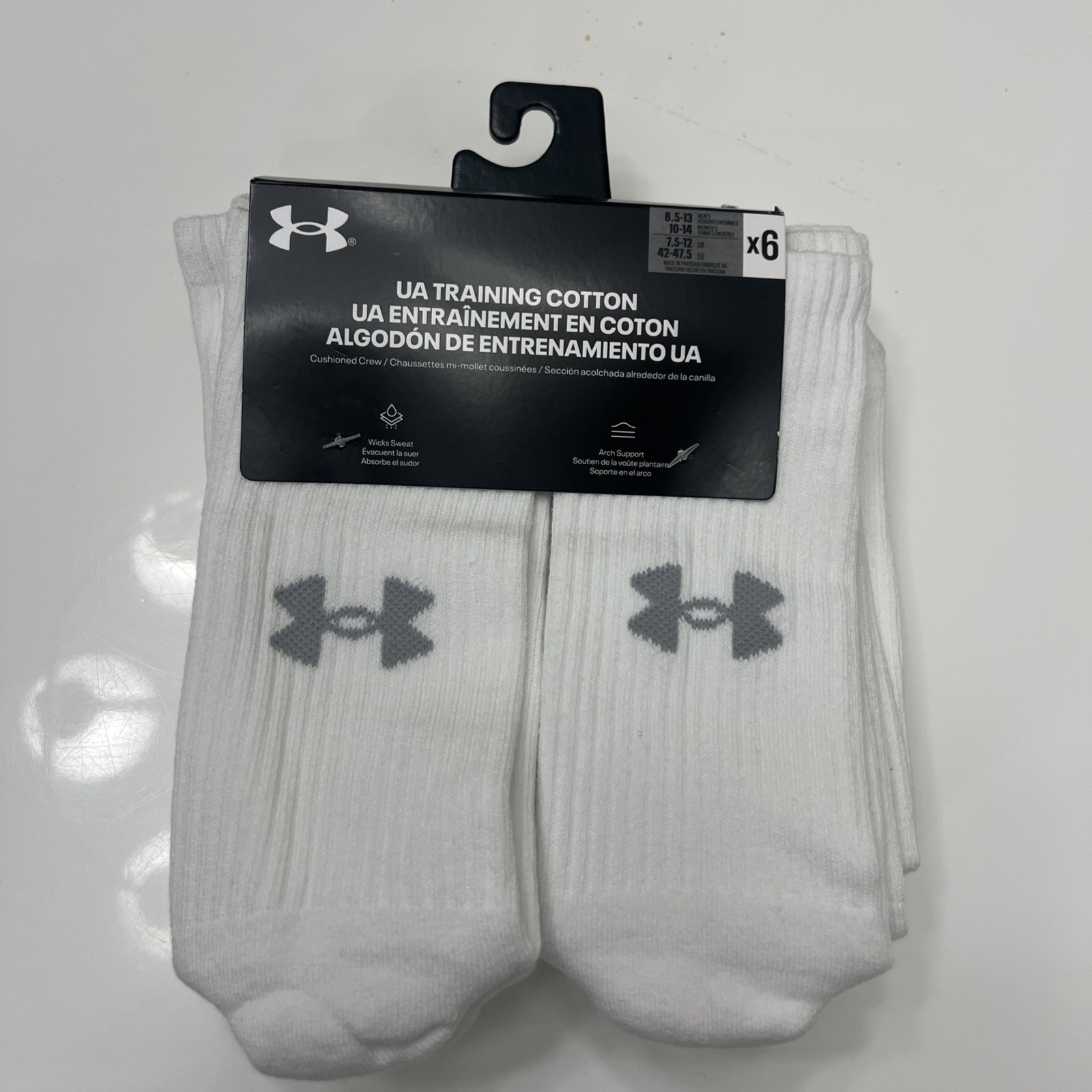 Under Armour Mens ,Performance -Training Cotton Cushioned Crew Socks SIZE 8.5-13