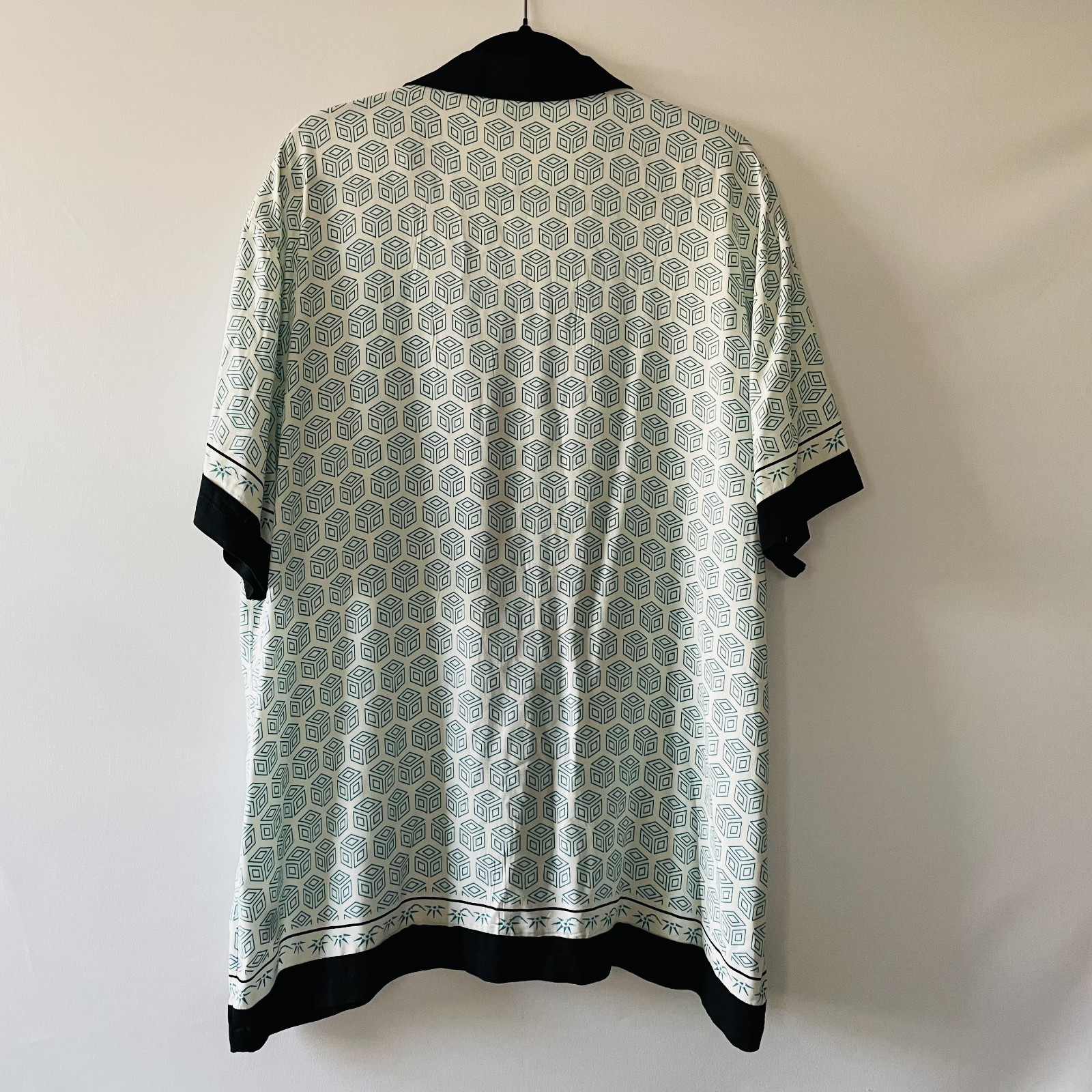 Forever 21 Mens Mint Short Sleeve Geometric Club Print Button Up Shirt Size XXL