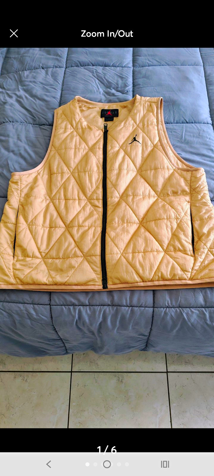Jordan Mens Quilted Full Zip Vest Beige XXL Regular Fit Logo Accents