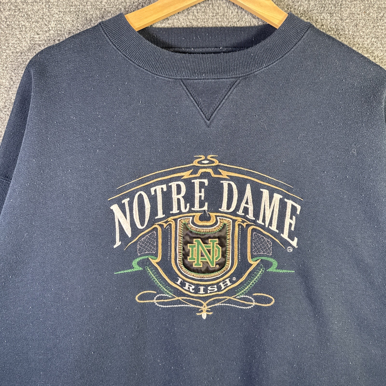 Vintage Notre Dame Sweatshirt Mens XL Navy 90s University College Sports Irish