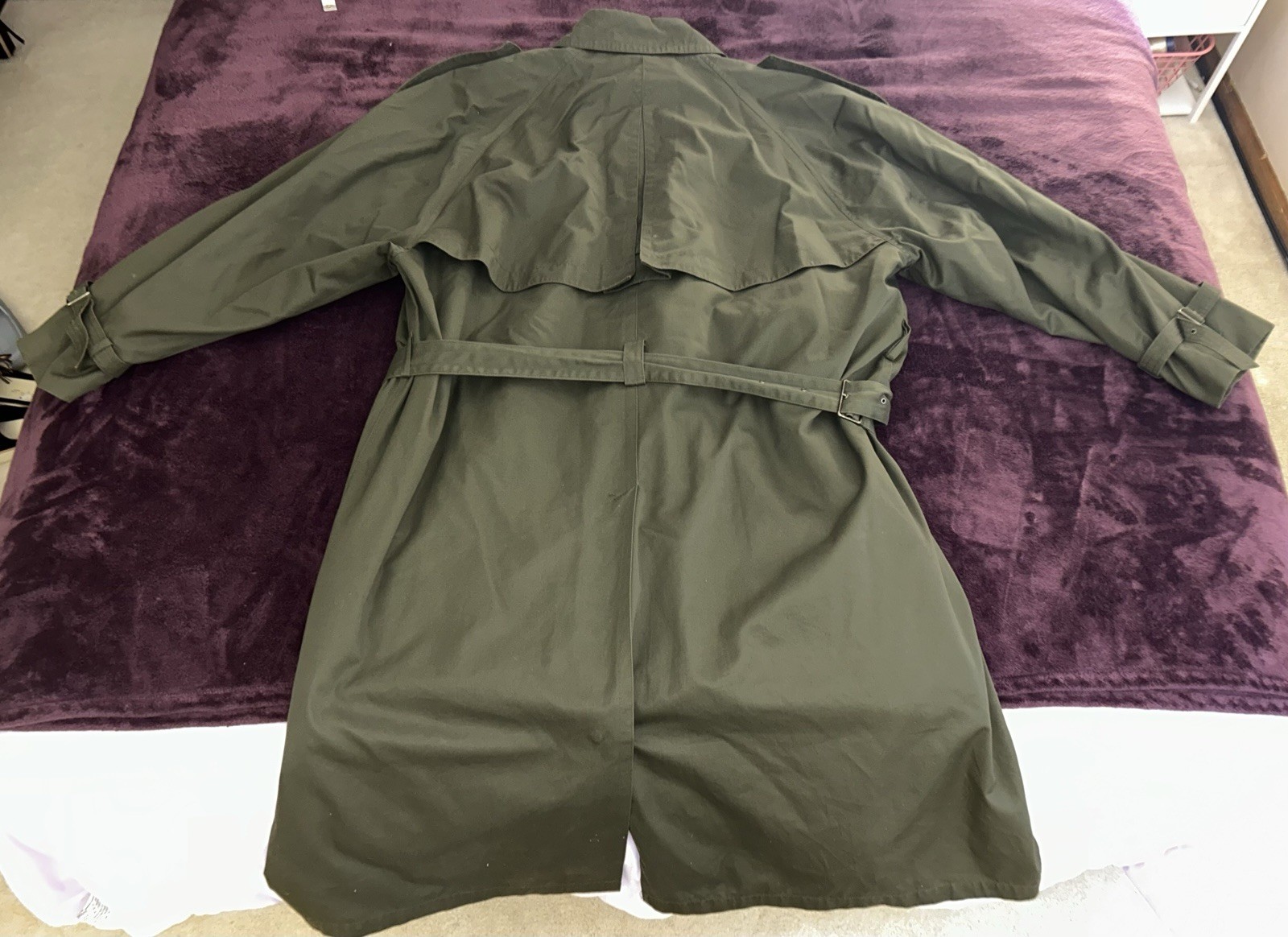 VTG 80s Oleg Cassini Signature Collection Military Trench Coat-52R-Flaws-Read