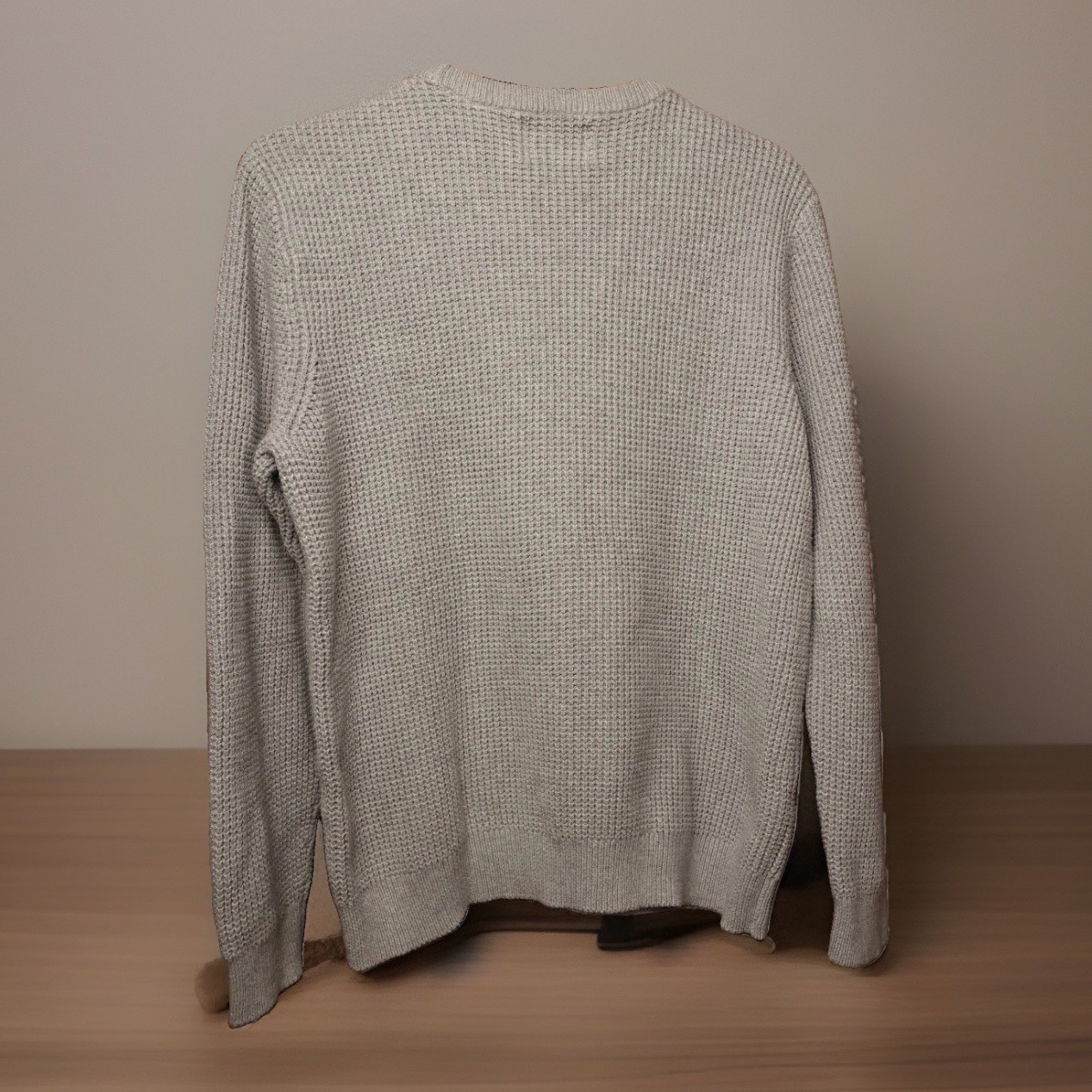 Mantaray Mens Jumper Large Grey 100% Cotton Waffle Knit Crew Neck Smart Casual
