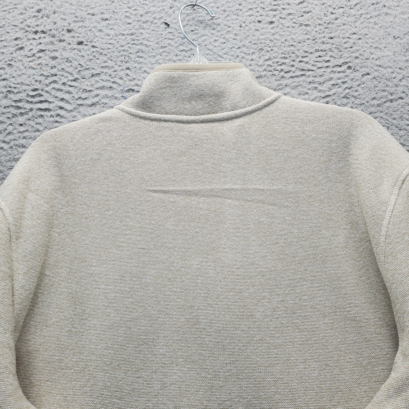 Eddie Bauer Fleece Knit Warm Sweater Men Large Tan Hidden Mesh 1/4 Snap Pullover