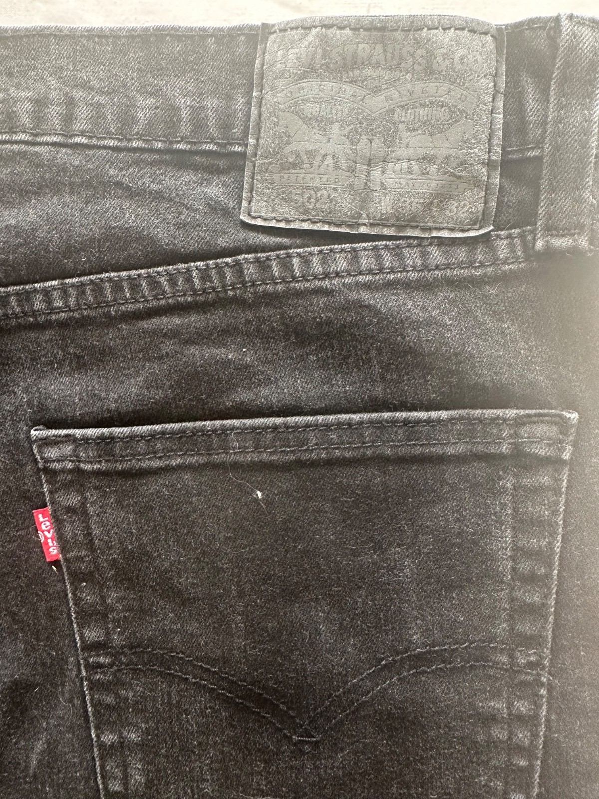 Levi’s 502 Men’s Regular Taper Black Denim Jeans Size W36 L32 Water Less™ Stretc