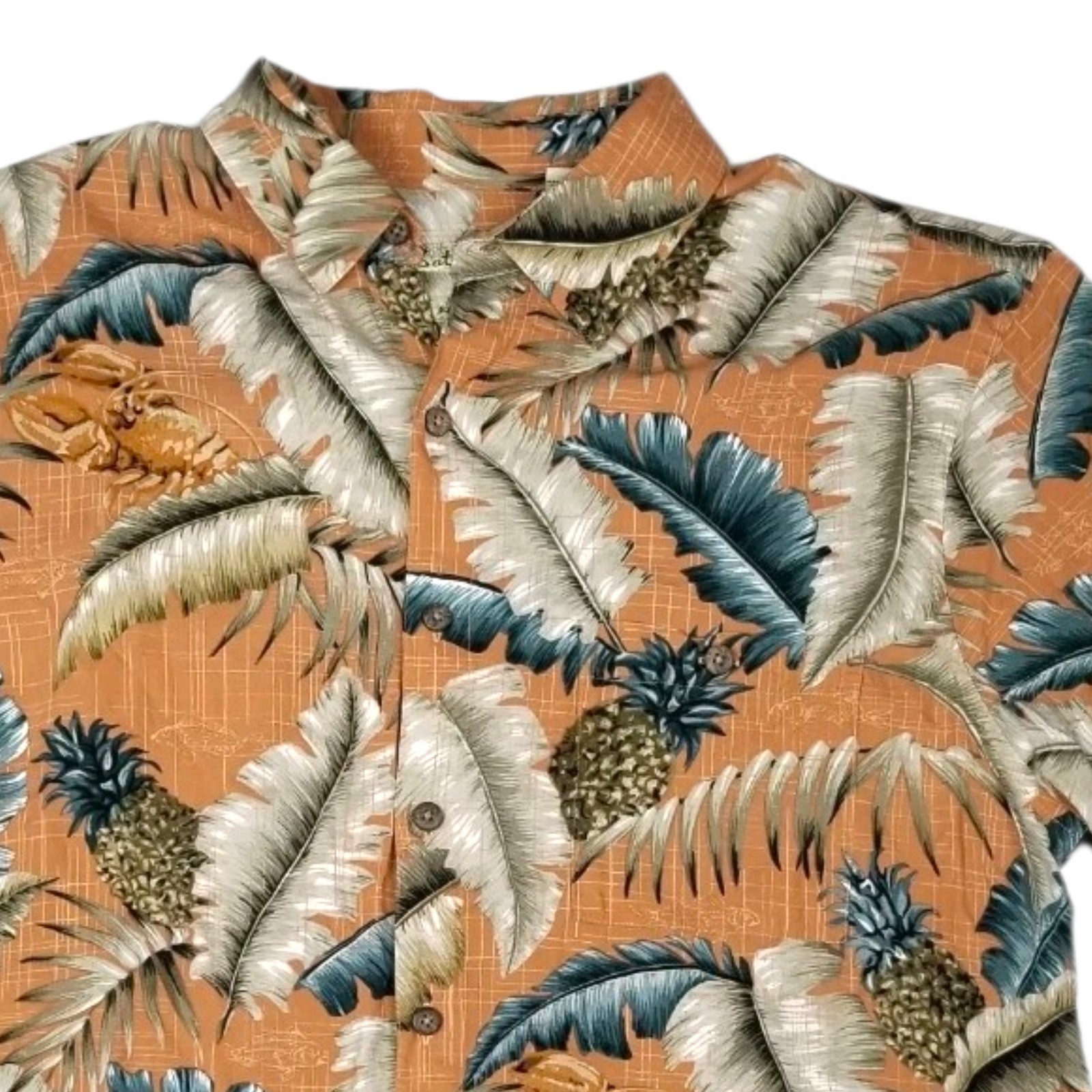 Batik Bay Hawaiian Camp Shirt Mens Size L Rayon Tropical Pineapple Coastal 90s