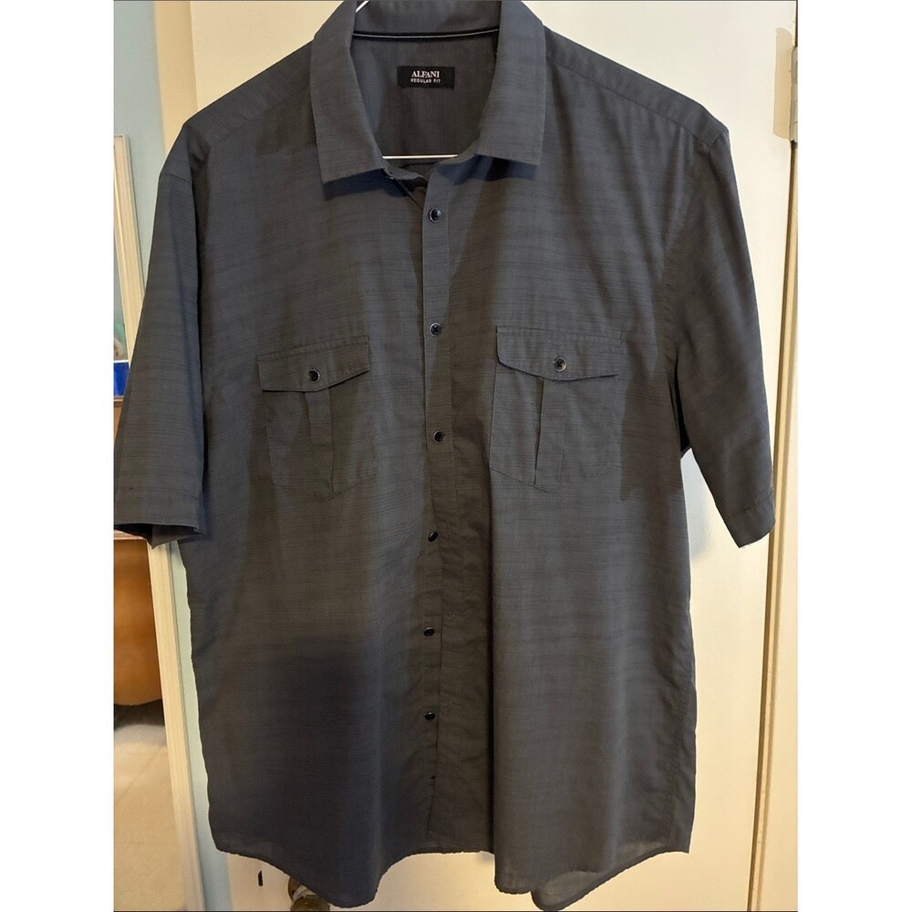 Alfani Men’s Short-Sleeve Button-Down Shirt – Dark Gray