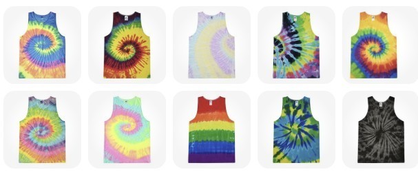 Multi-Color Tie Dye Tank Tops Sleeveless T-Shirts Adult S to XXXL Cotton