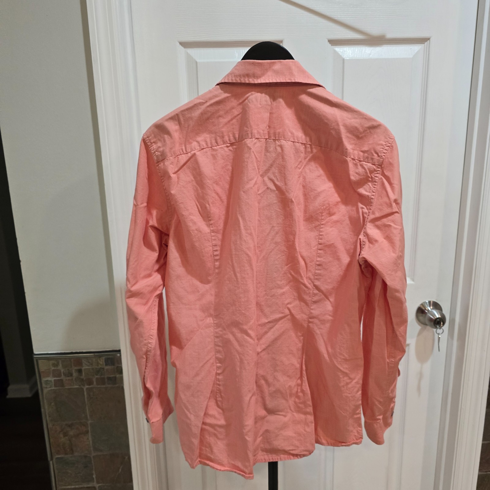 Marc Anthony Button Down Shirt Men’s L Slim Fit Peach Coral Long Sleeve Cotton