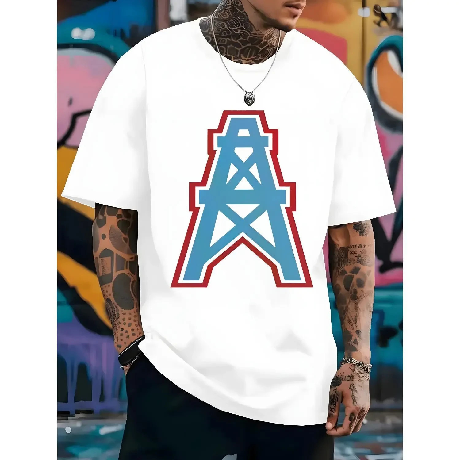 Heavy Cotton Houston Oilers Bold Graphic Print Casual Streetwear T-Shirt