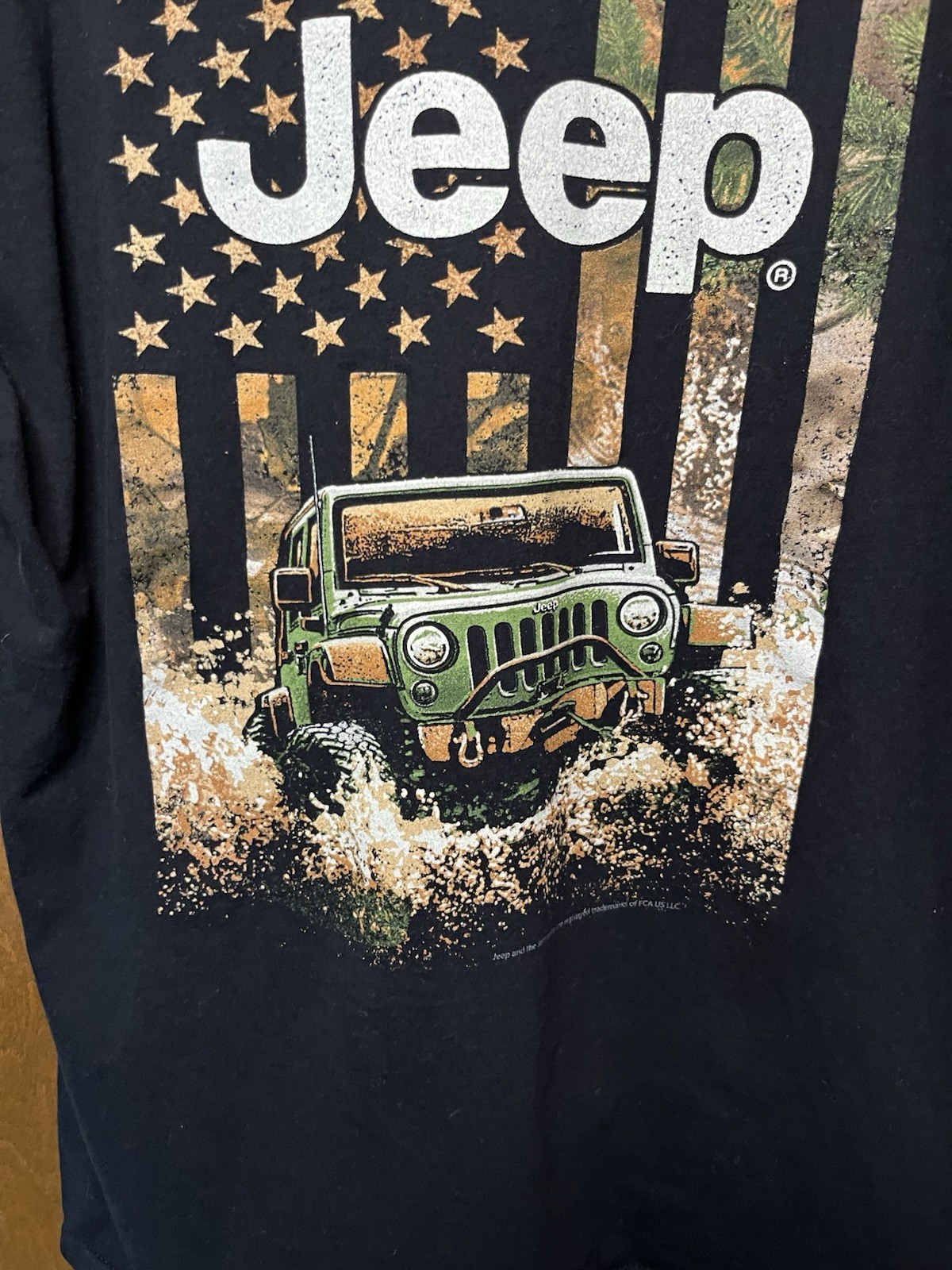 Jedco Jeep Wrangler Graphic Tee With Flag Short Sleeve T-Shirt Mens Size Large