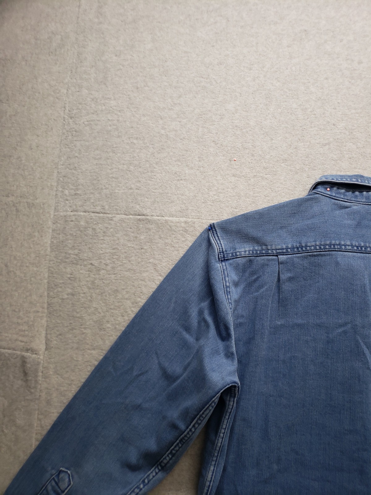 Ridgecut Men Shirt L Blue Denim Button Up Collared Pockets Long Sleeve Stretch