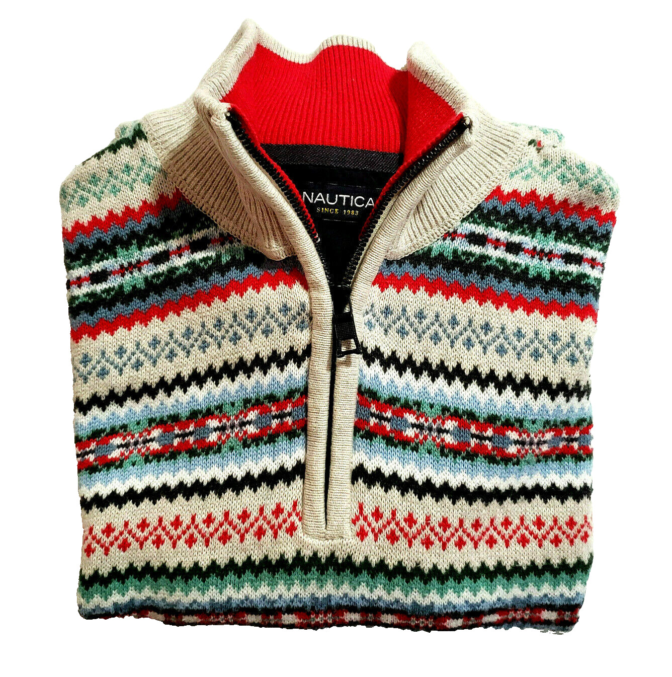 Vintage Nautica 1/4 Zip Alpine Design Sweater, Men’s M, EUC