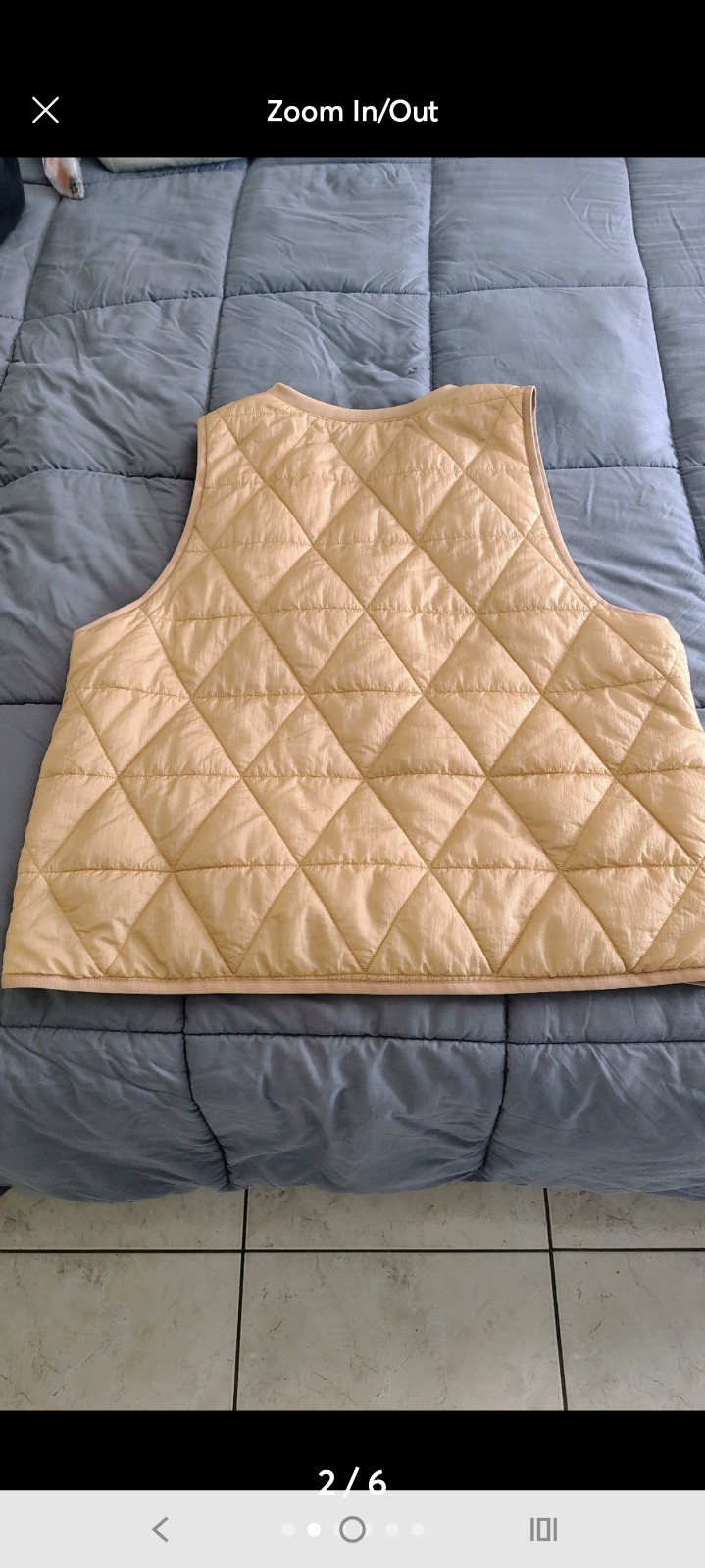 Jordan Mens Quilted Full Zip Vest Beige XXL Regular Fit Logo Accents