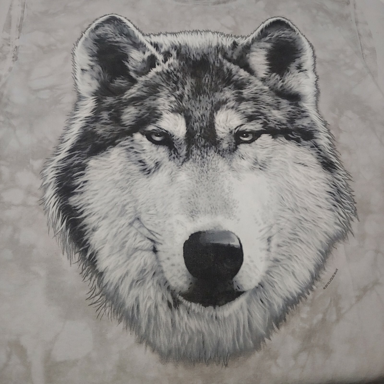 Liquid Blue Wolf Shirt Large Grey Short Sleeve Tie Dye Graphic Animal Nature