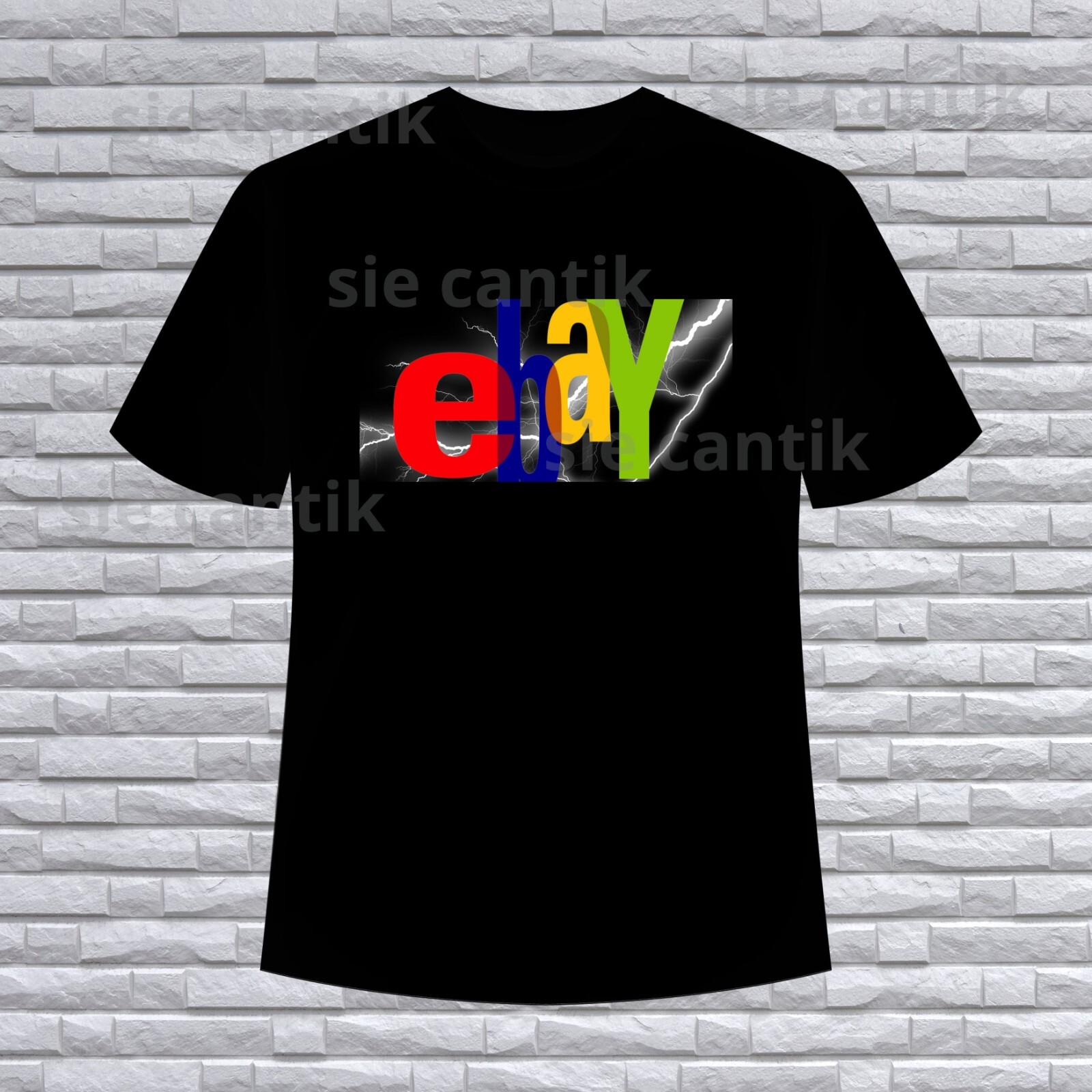 New Shirt Ebay Market Logo Men’s Black T- Shirt Funny Size S to 5XL