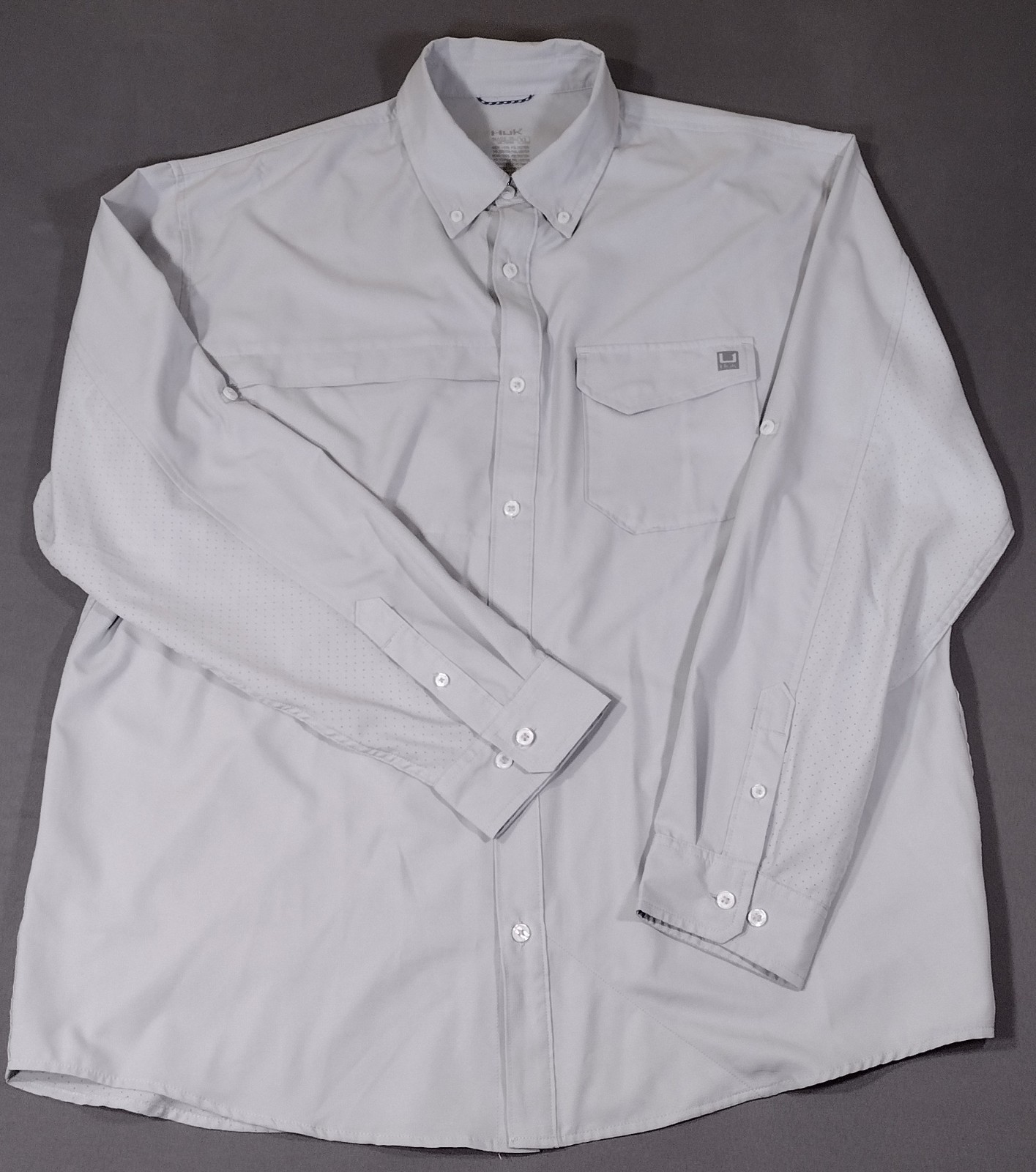 Huk Tide Point Shirt Mens XL Ivory Long Sleeve Performance Button Down H1500172