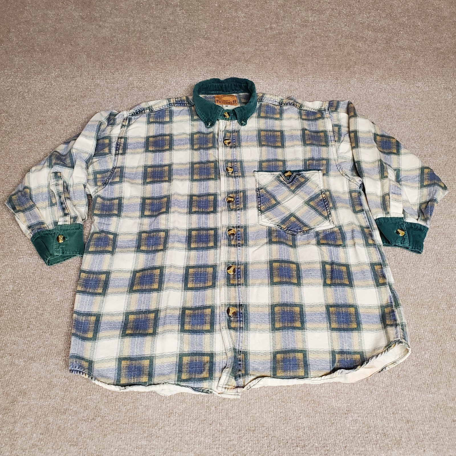 Marc Kostner Real Men’s Fashion Plaid Lumberjack Shirt Sz M 100% Baumwolle Vtg.