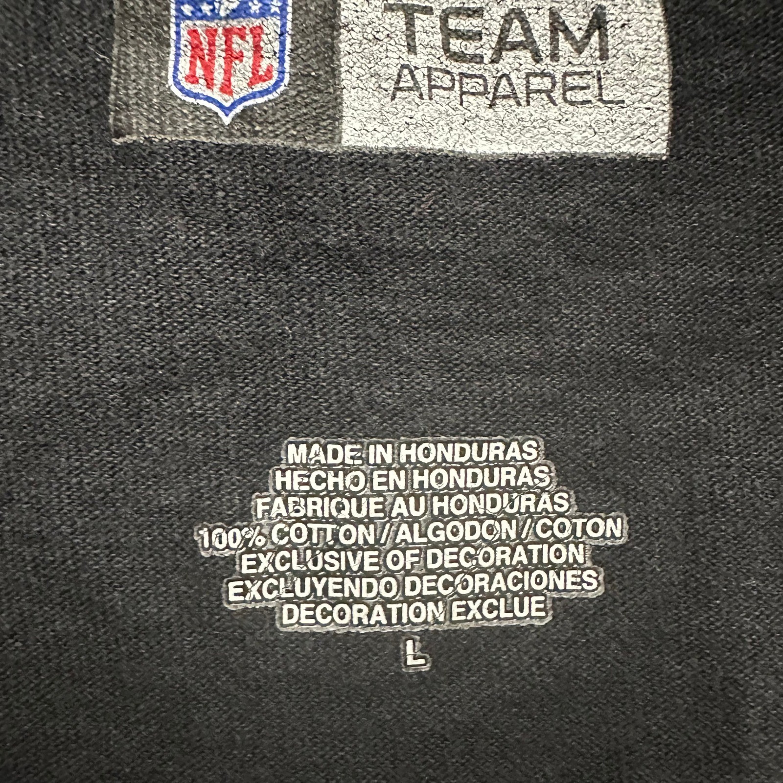 NFL Team Apparel Shirt Mens Size L Black Raiders Graphic Cotton Long Sleeve Tee