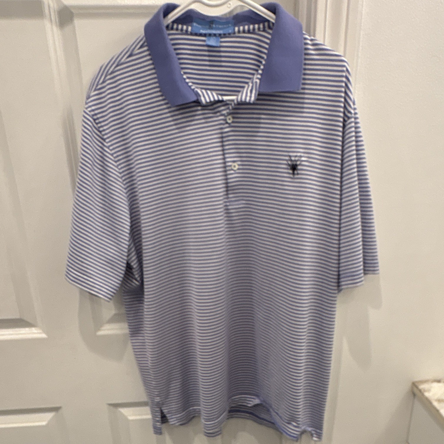 Fairway & Greene Pureformance Men’s Blue/White Striped Polo Shirt L Collared