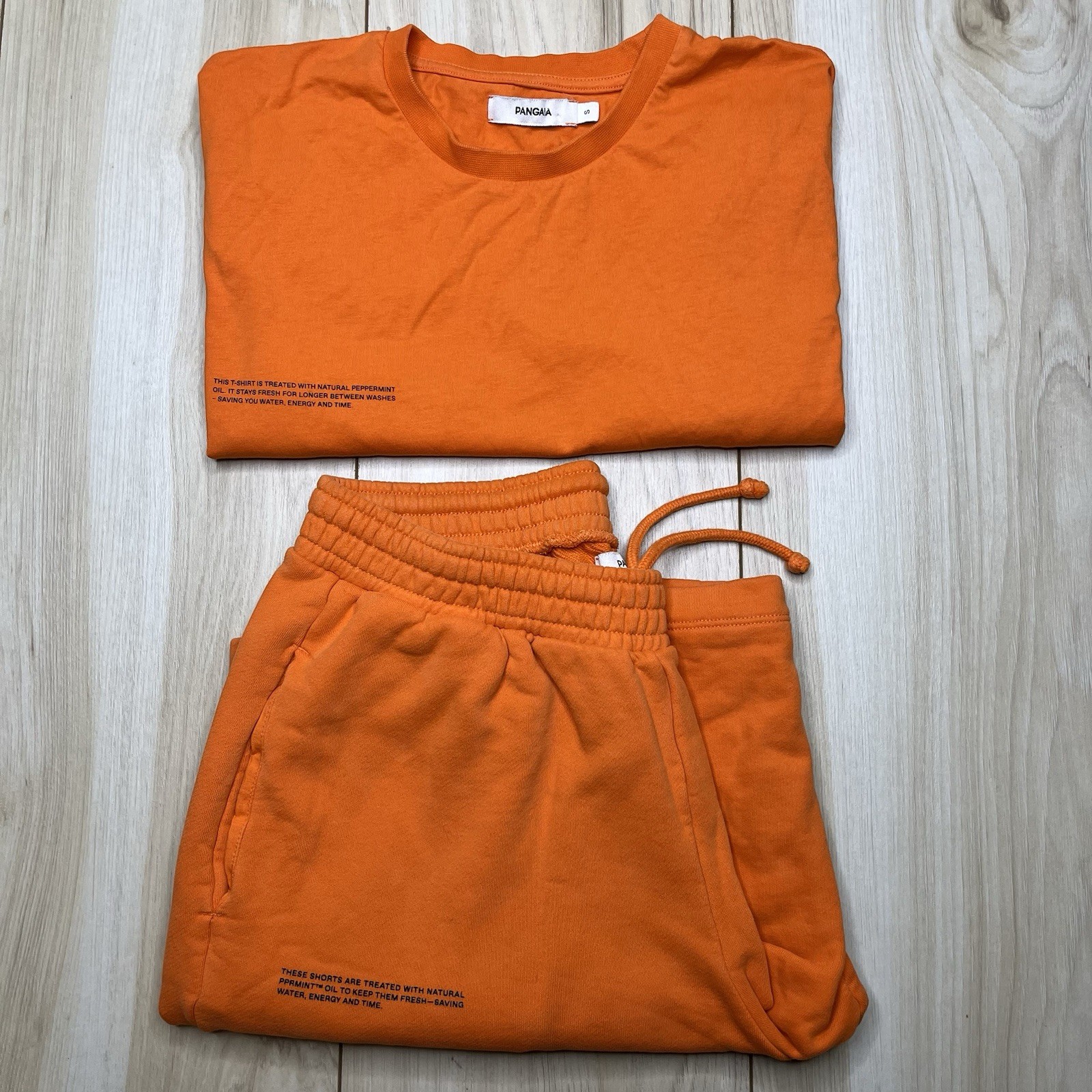Pangaia Jersey Sweat Shorts And Long Sleeve Set Orange Mens Size Small