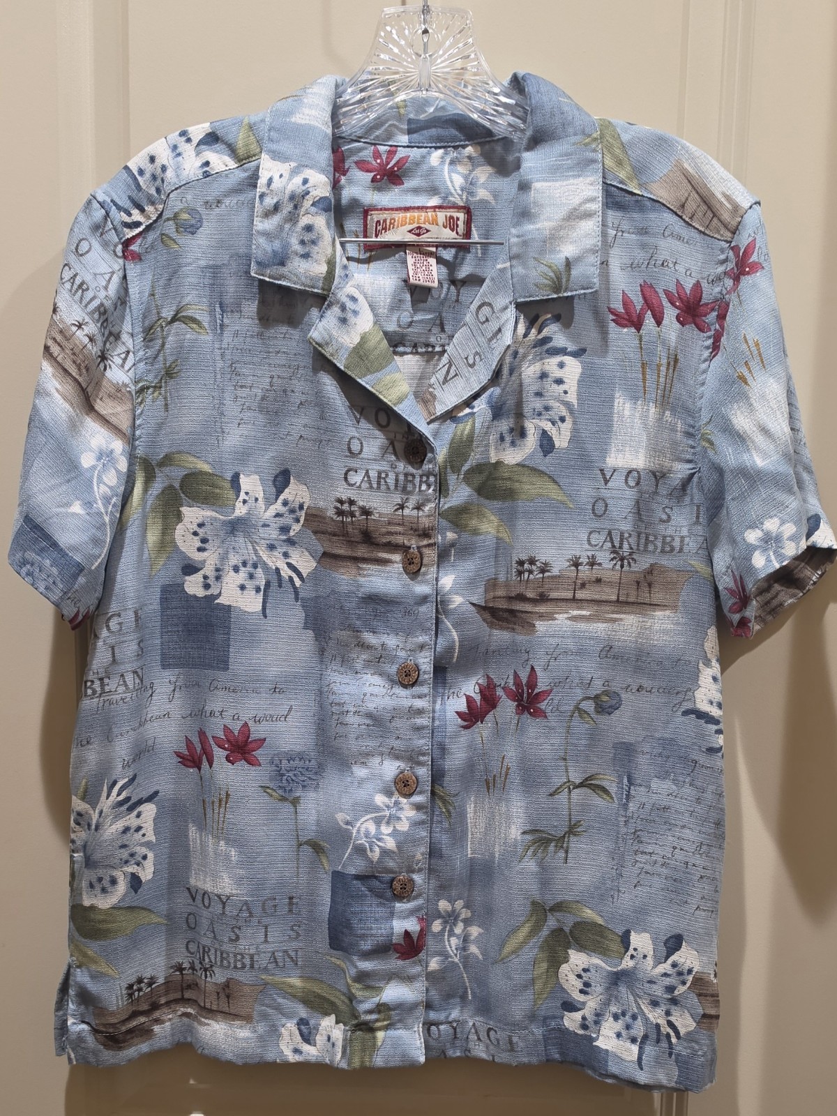 Caribbean Joe Women’s “Voyage Oasis of the Caribbean” Floral Pattern Large