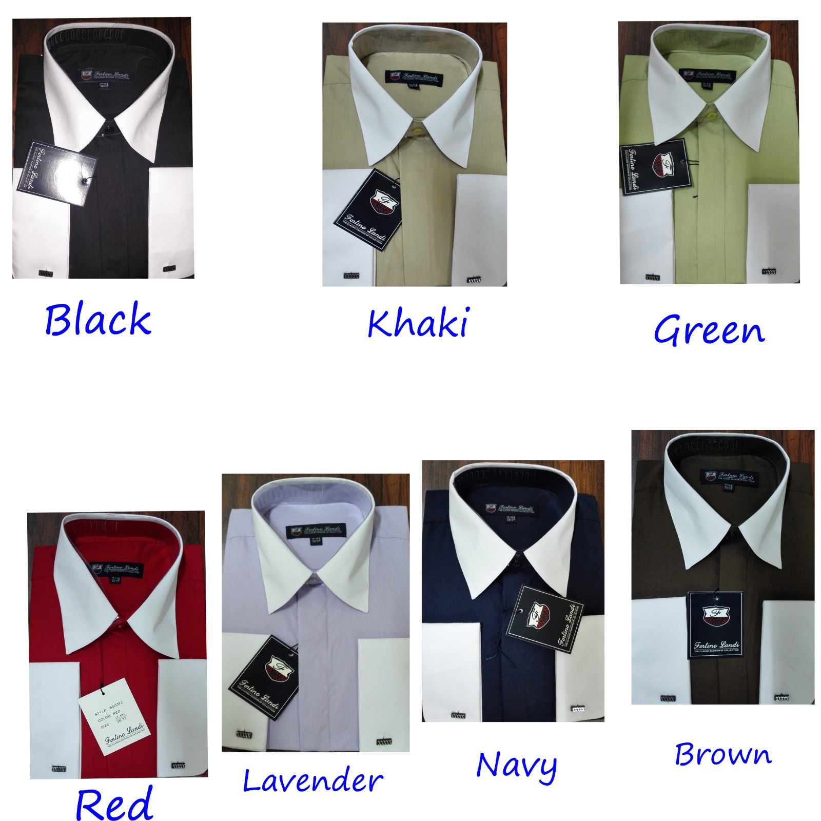 Men’s dress shirt 65% poly 35% cotton two-tone and french cuff SG 03F2