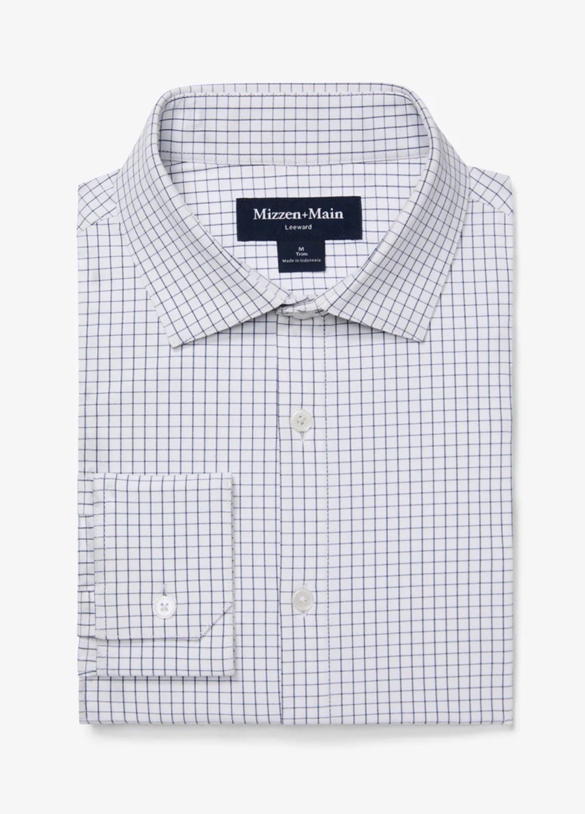 Mizzen+Main Leeward Mini Navy Grid Long Sleeve Dress Shirt Size Large Trim