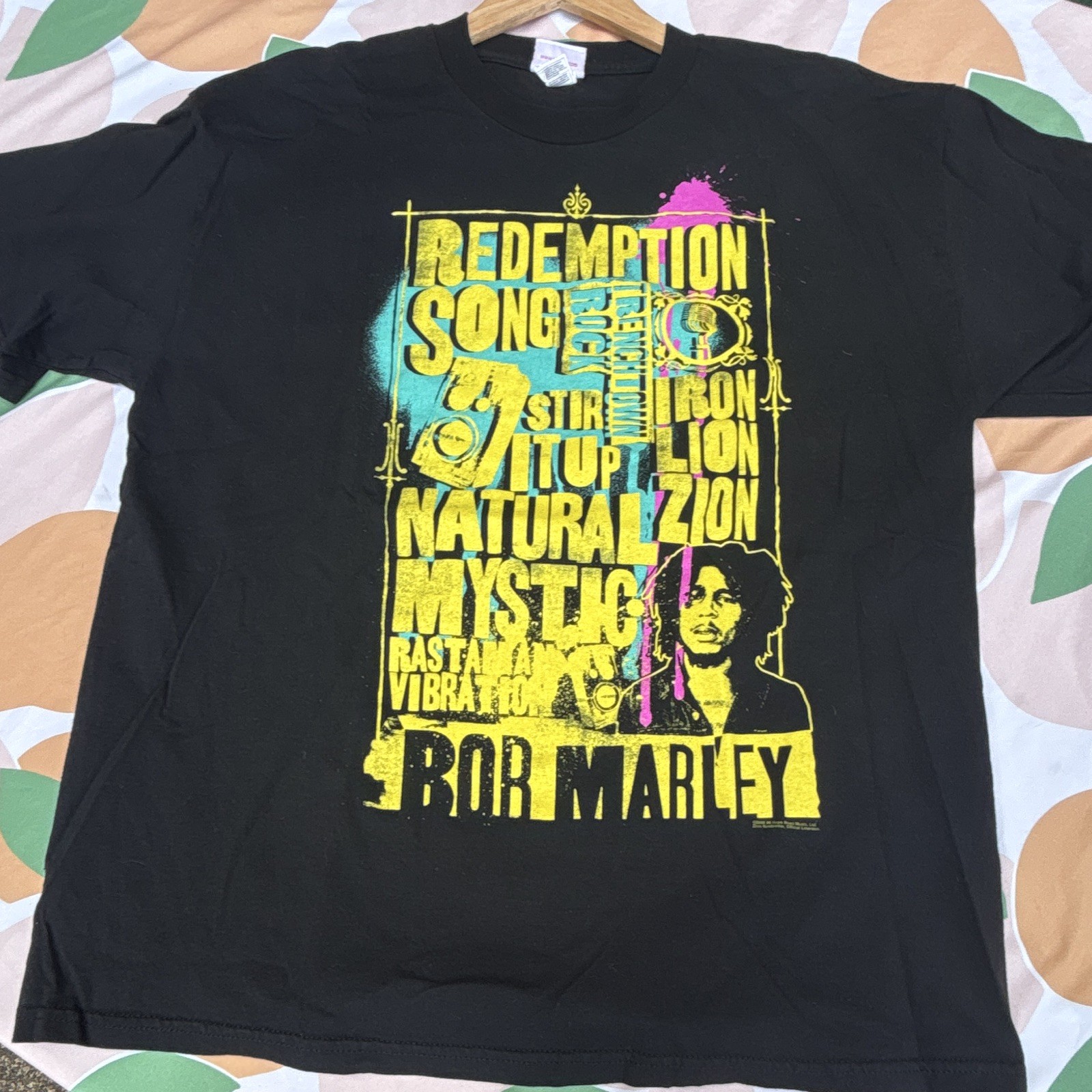 Philcos Bob Marley Redemption Song Graphic T-Shirt Black XL Preshrunk Crew Neck
