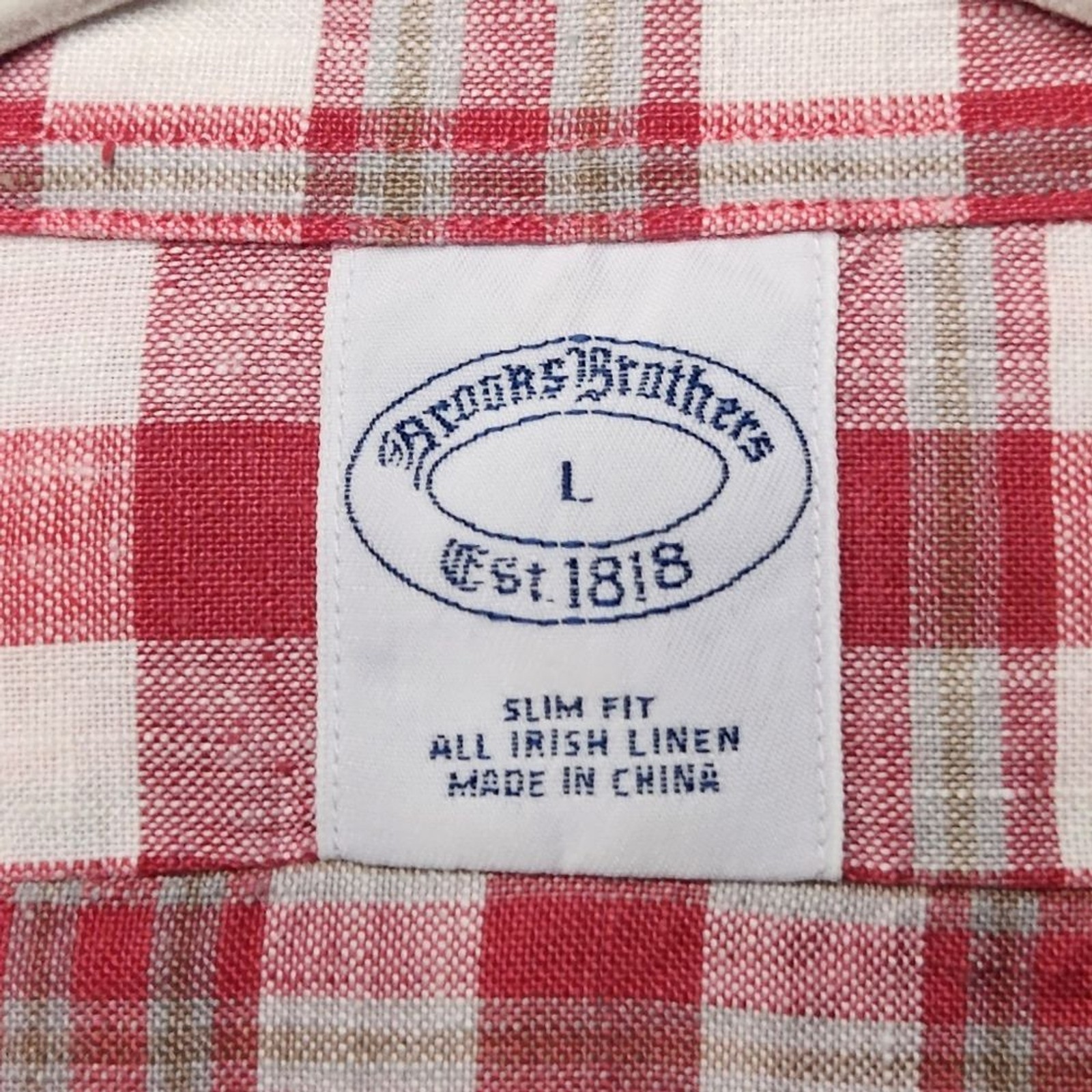 Brooks Brothers 346 Slim Fit Long Roll Tab Sleeve Button Up Shirt Linen Men’s L