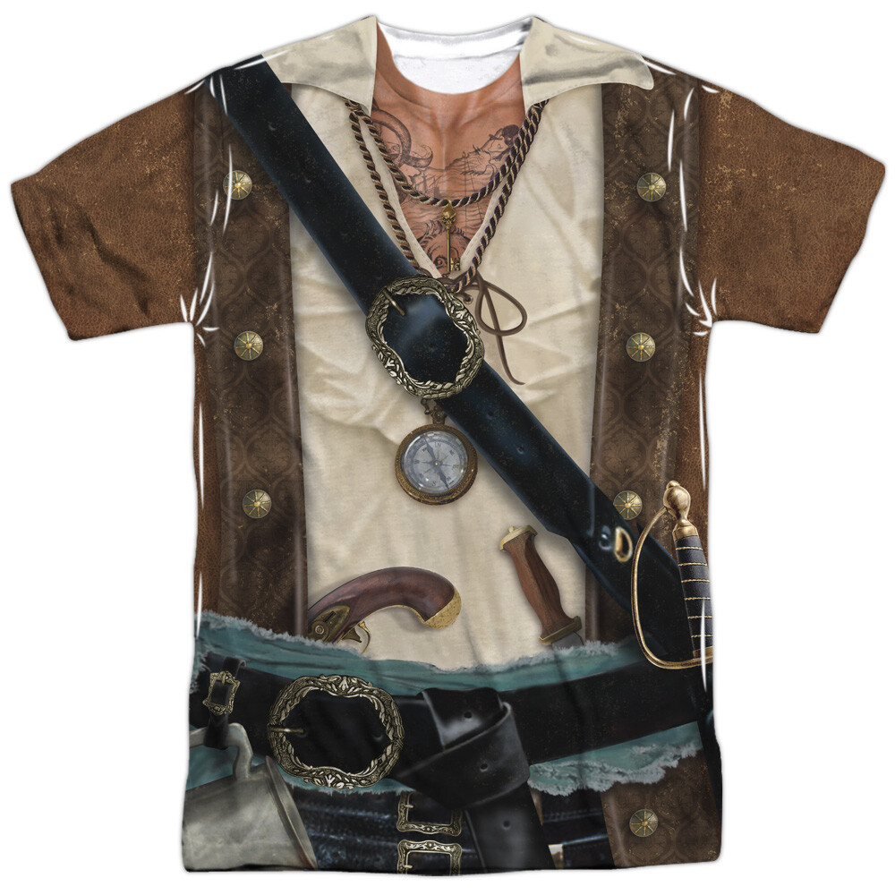 Pirate Unisex Adult Halloween Costume T Shirt (Front/Back), S-3XL