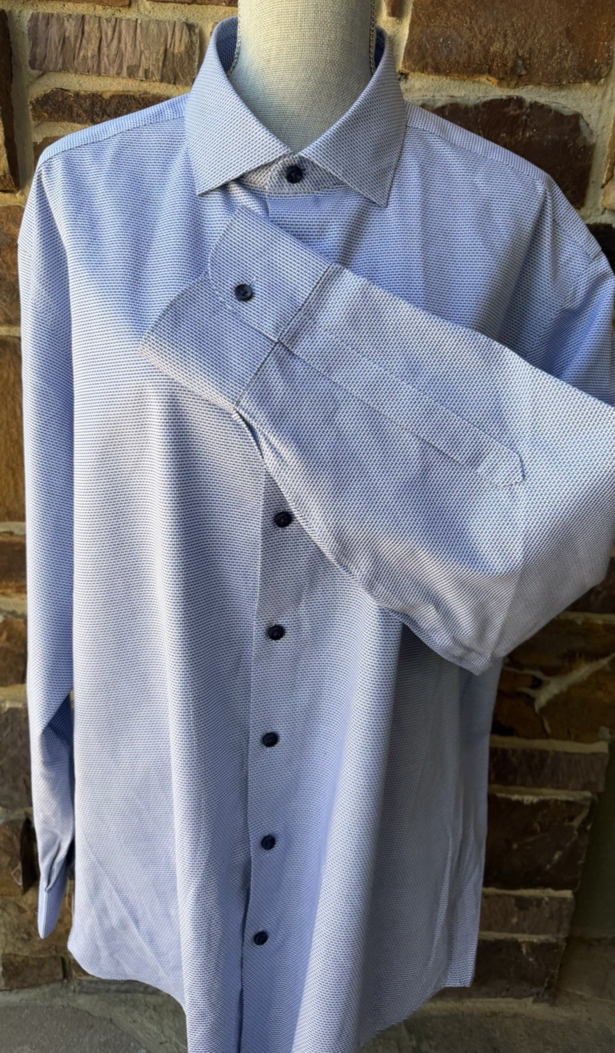 NWOT Charles Tyrwhitt Non-Iron Stretch Texture Shirt Classic Fit 18/36in