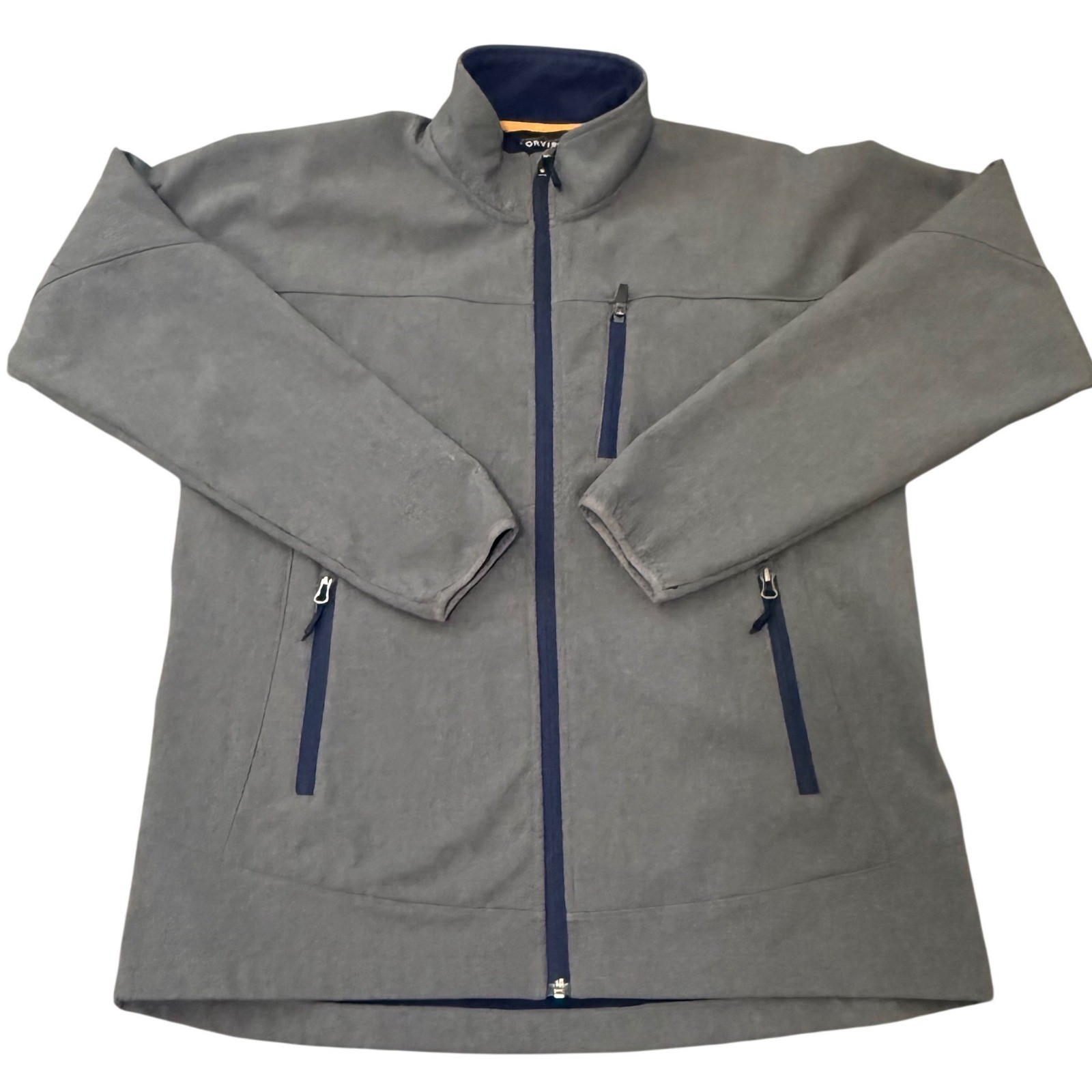 Orvis Mens Full Zip Softshell Fleece Lined Jacket Gray Heather Blue Large 2PE1