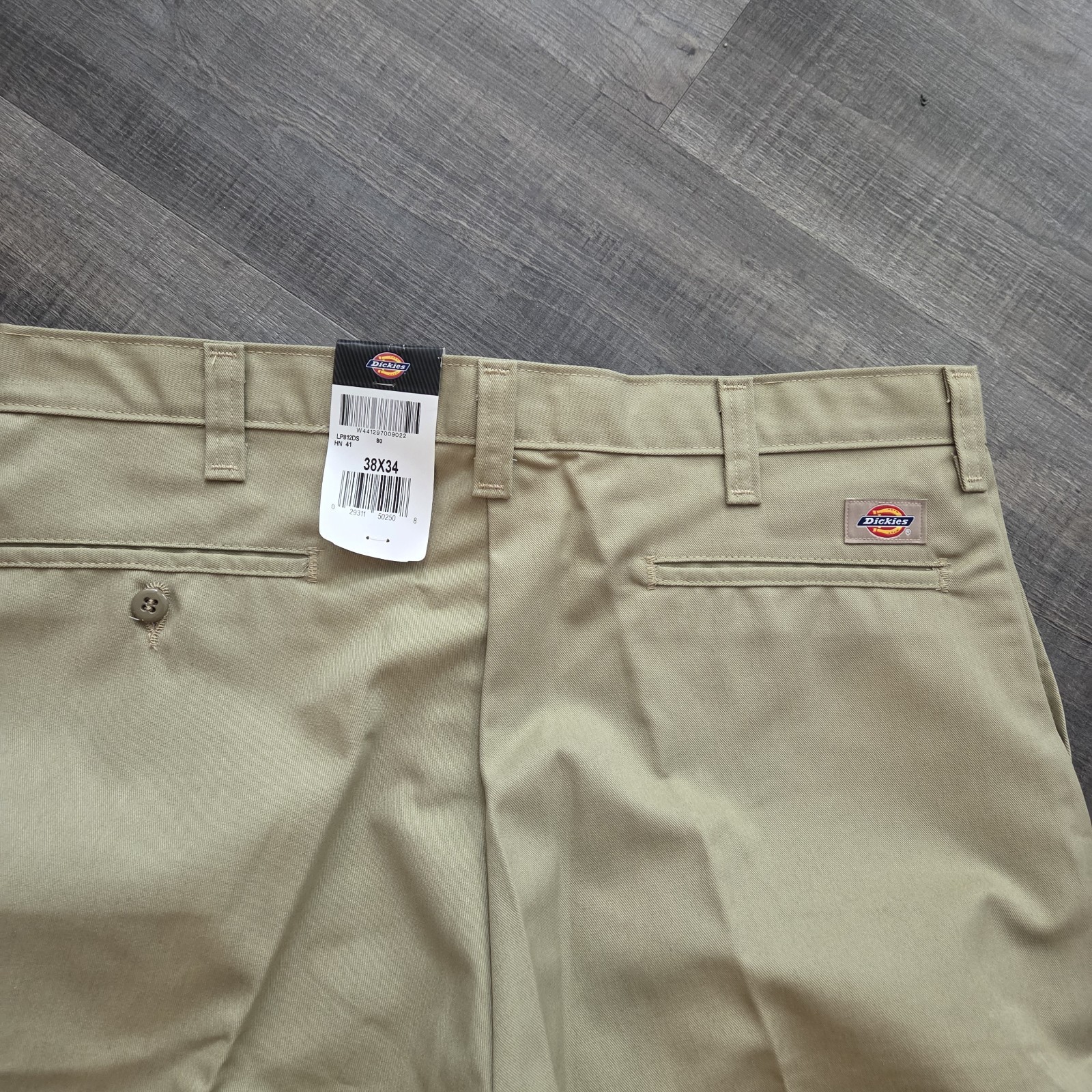 NWT New DICKIES Men’s 38 X 34 Tan Work Pants Flat Front Polyester Cotton