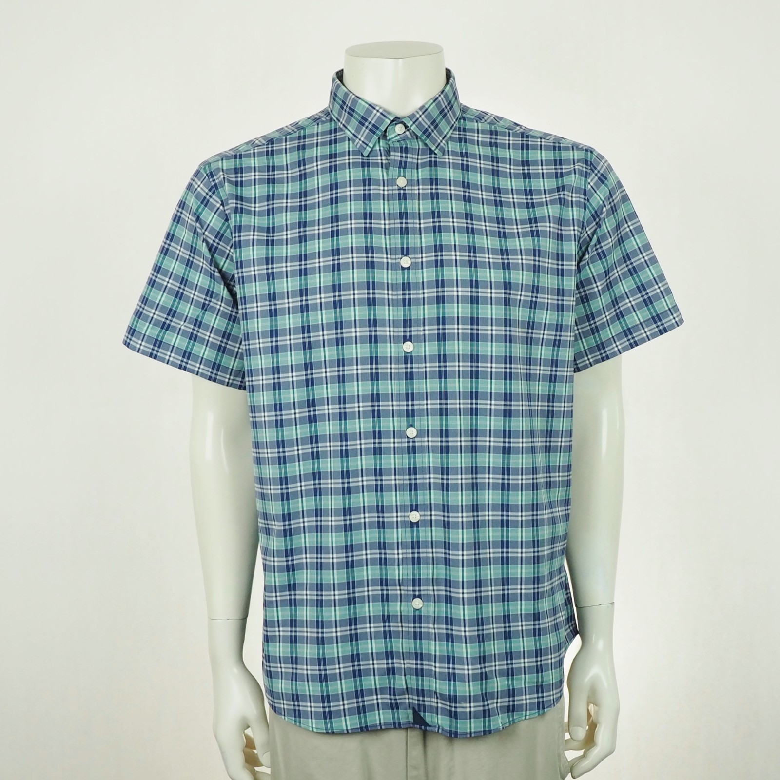 Untuckit Button Down Shirt Mens XL Blue Plaid Henderson Nylon Blend Regular Fit