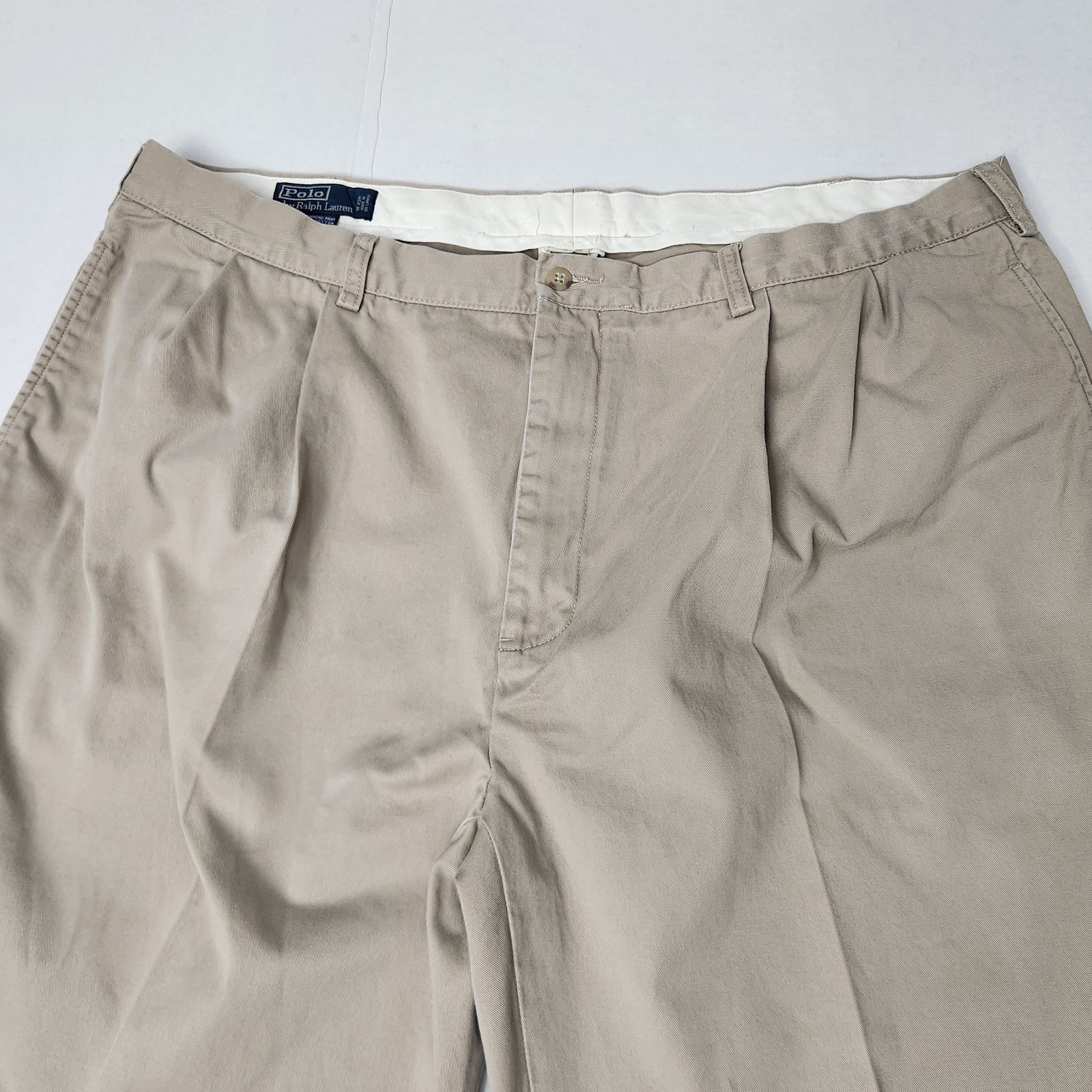 Polo Ralph Lauren Men’s Beige Polo Chino Pants 34W Pleated Twill Classic Fit