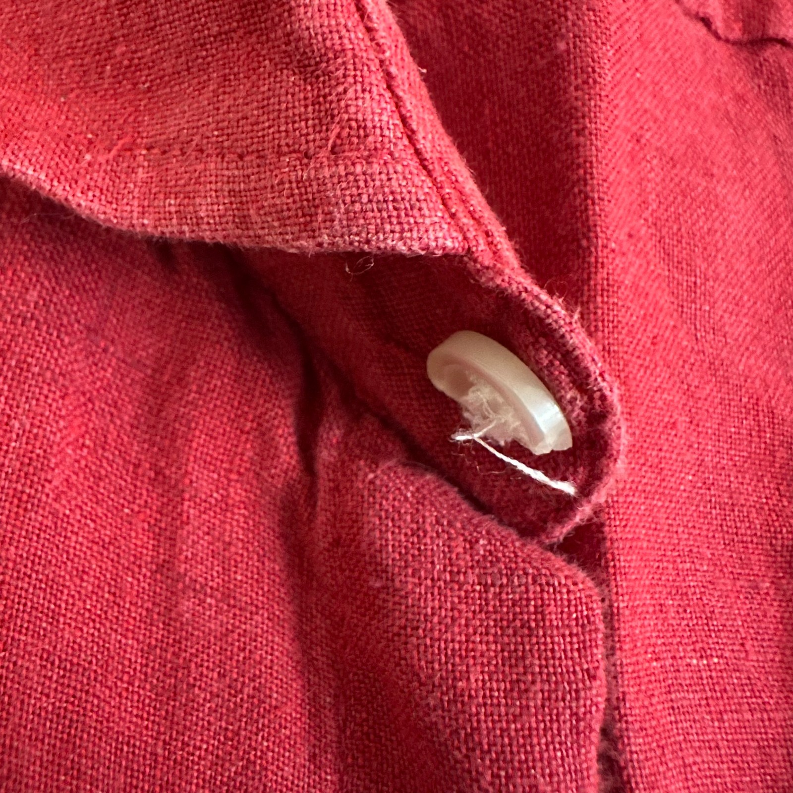 Murano Baird Mcnutt Linen Cutaway Shirt Red Short Sleeve Button Up Mens L Read