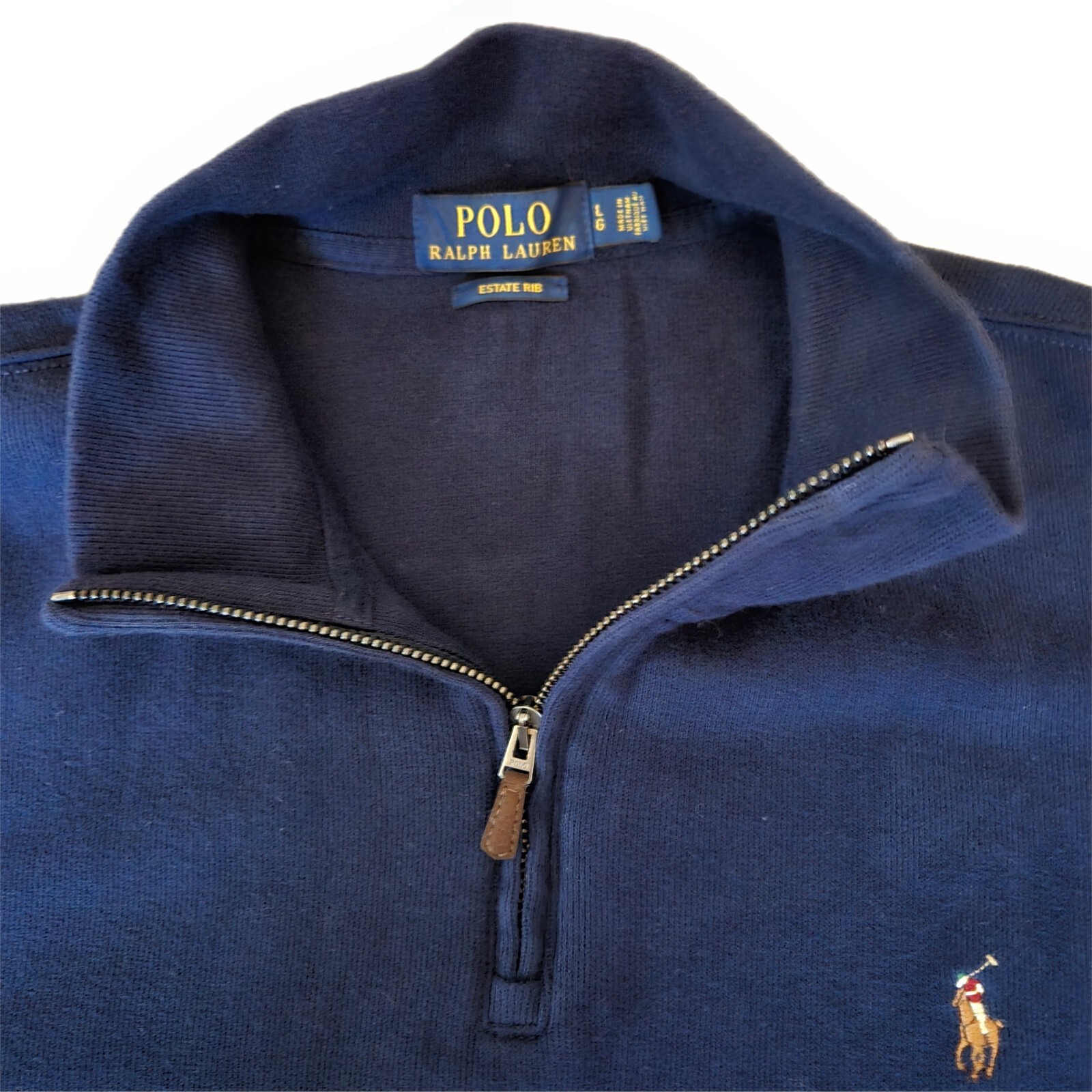 Polo Ralph Lauren Top Large Mens Estate Rib Pullover Navy Blue Chest 48 inches