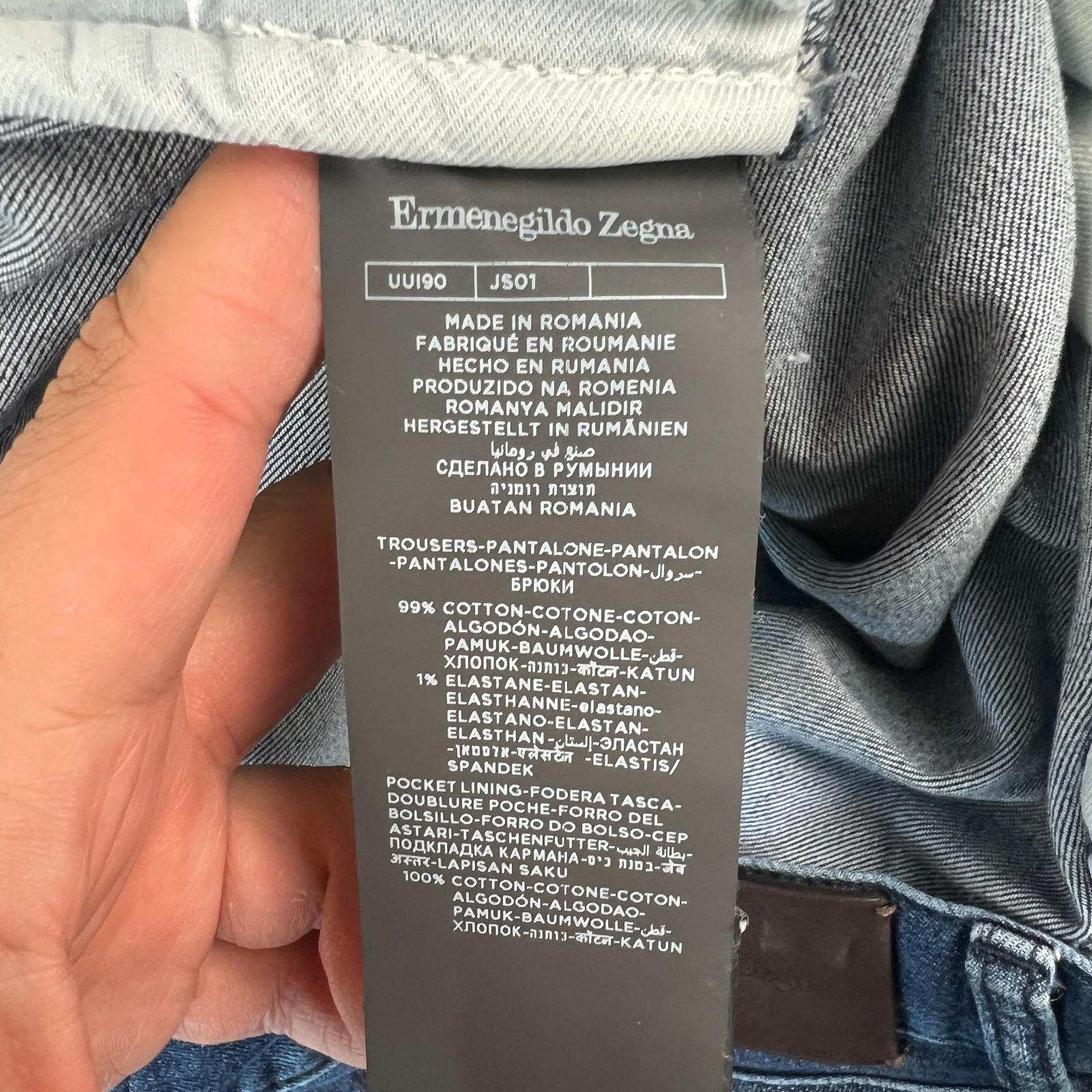 Ermenegildo Zegna Tailored Straight Fit Jeans Stretch Denim 38×30 Mens Blue