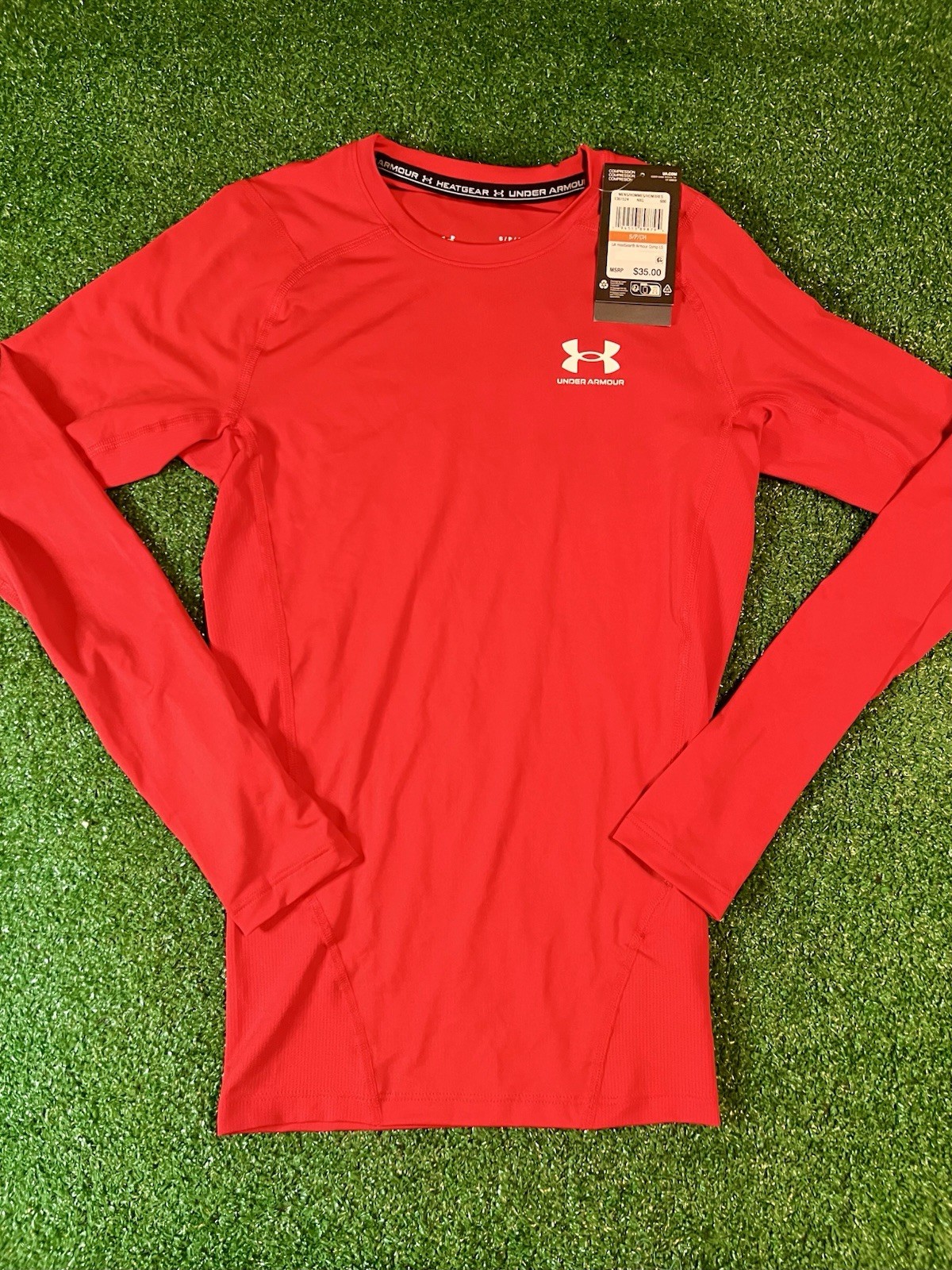 Under Armour HeatGear Compression Long Sleeve T-Shirt Red size Small NEW 1361524