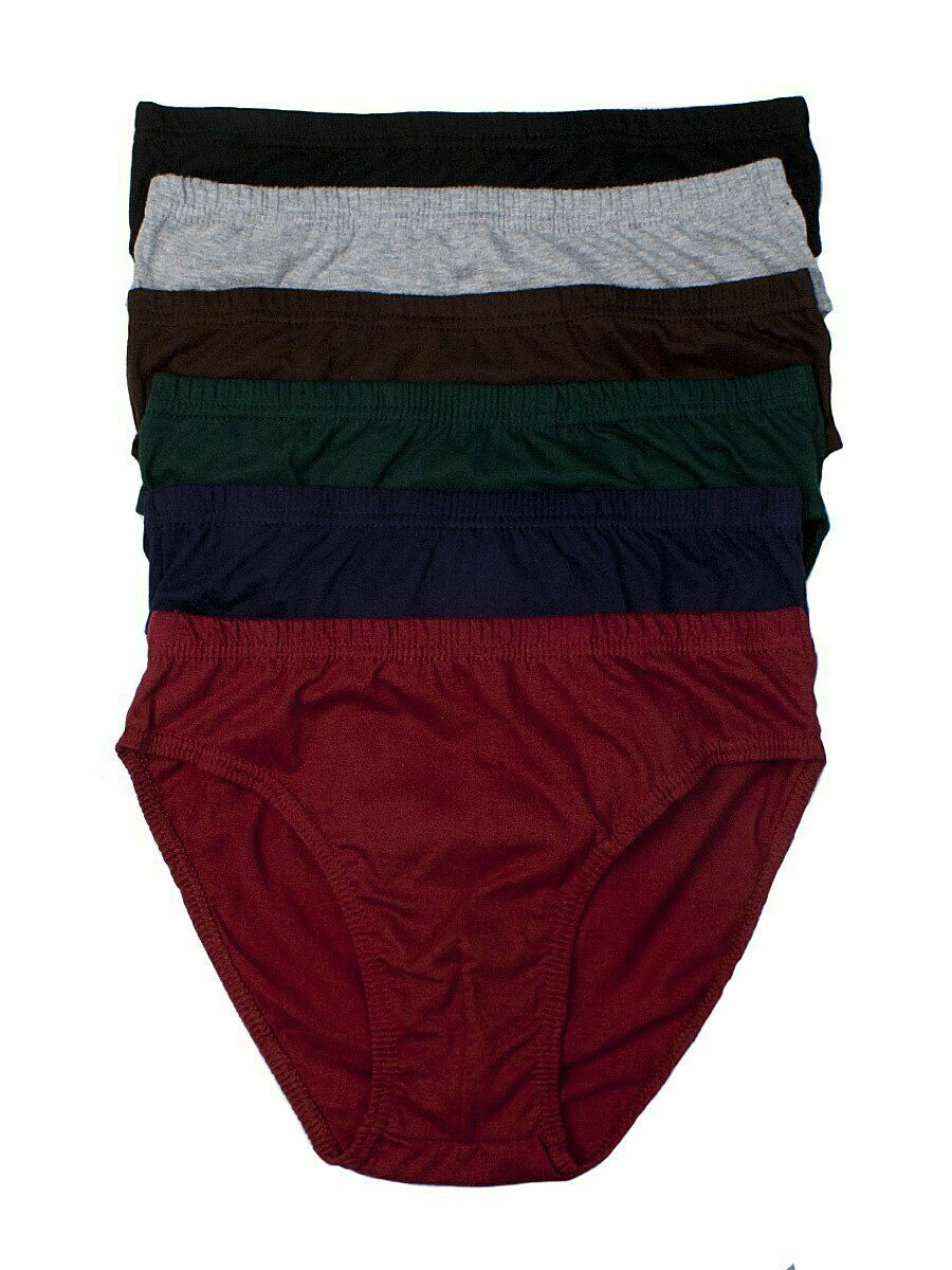 Pack 6 Mens Bikinis Briefs Underwear 100% Cotton Solid Knocker Size Large 36-38