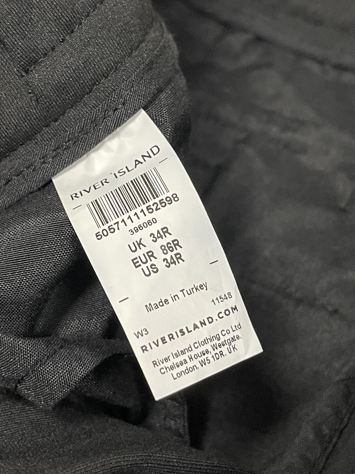 River Island Sweatpants Men 34×29 Black Super Skinny Side Trim Zip N202