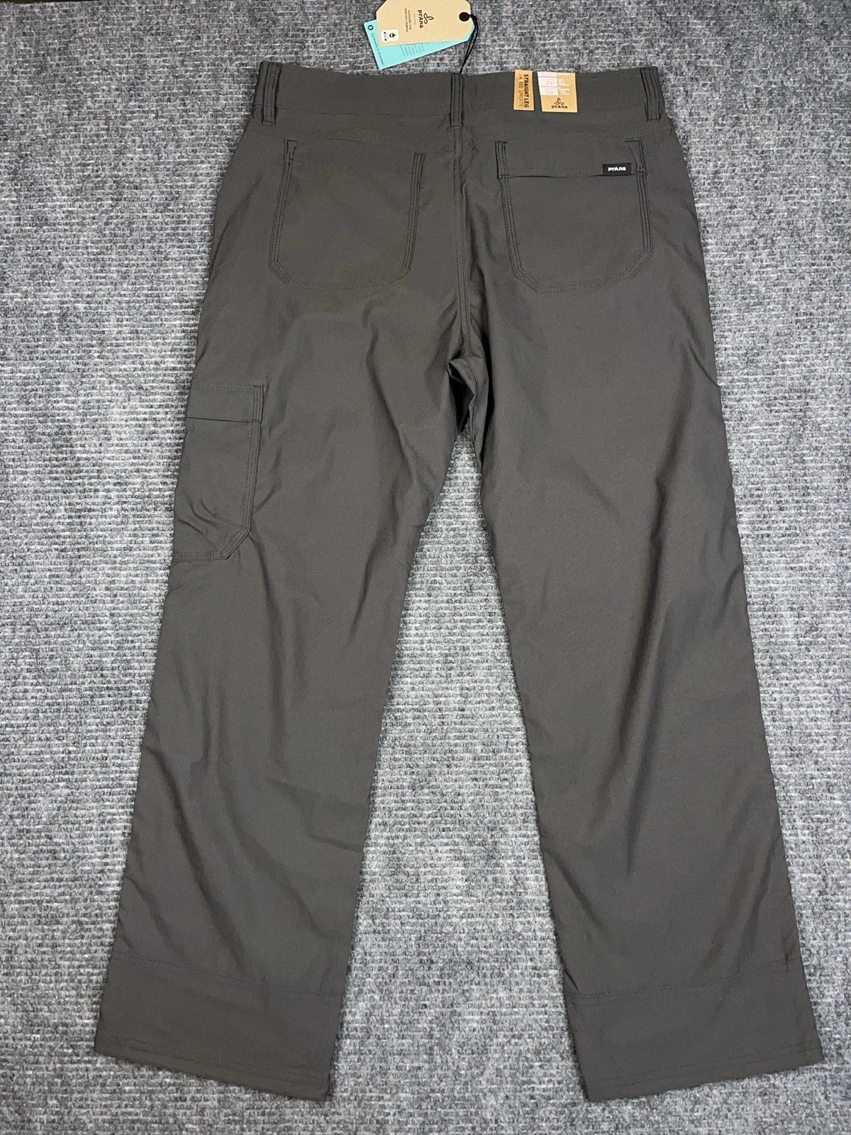 PrAna Stretch Zion Pant Gray Men’s 34×30 Straight Fit Hiking Cargo Roll UP NWT