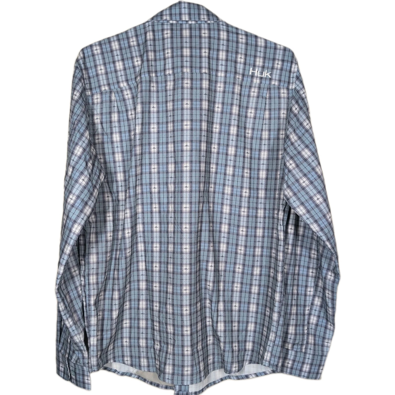 NWT HUK Tide Point Button Down Performance Long Sleeve Mens Sz S Blue Check