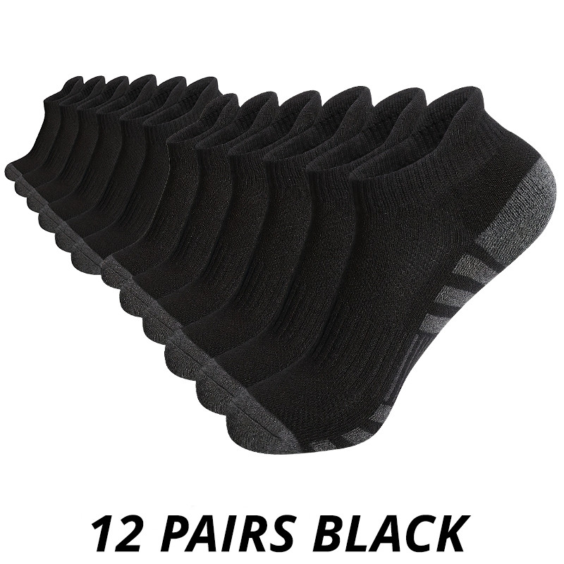 6-12 Pairs Mens Plain Solid Cotton Sports Ankle Athletic Socks Low Cut Size 9-13