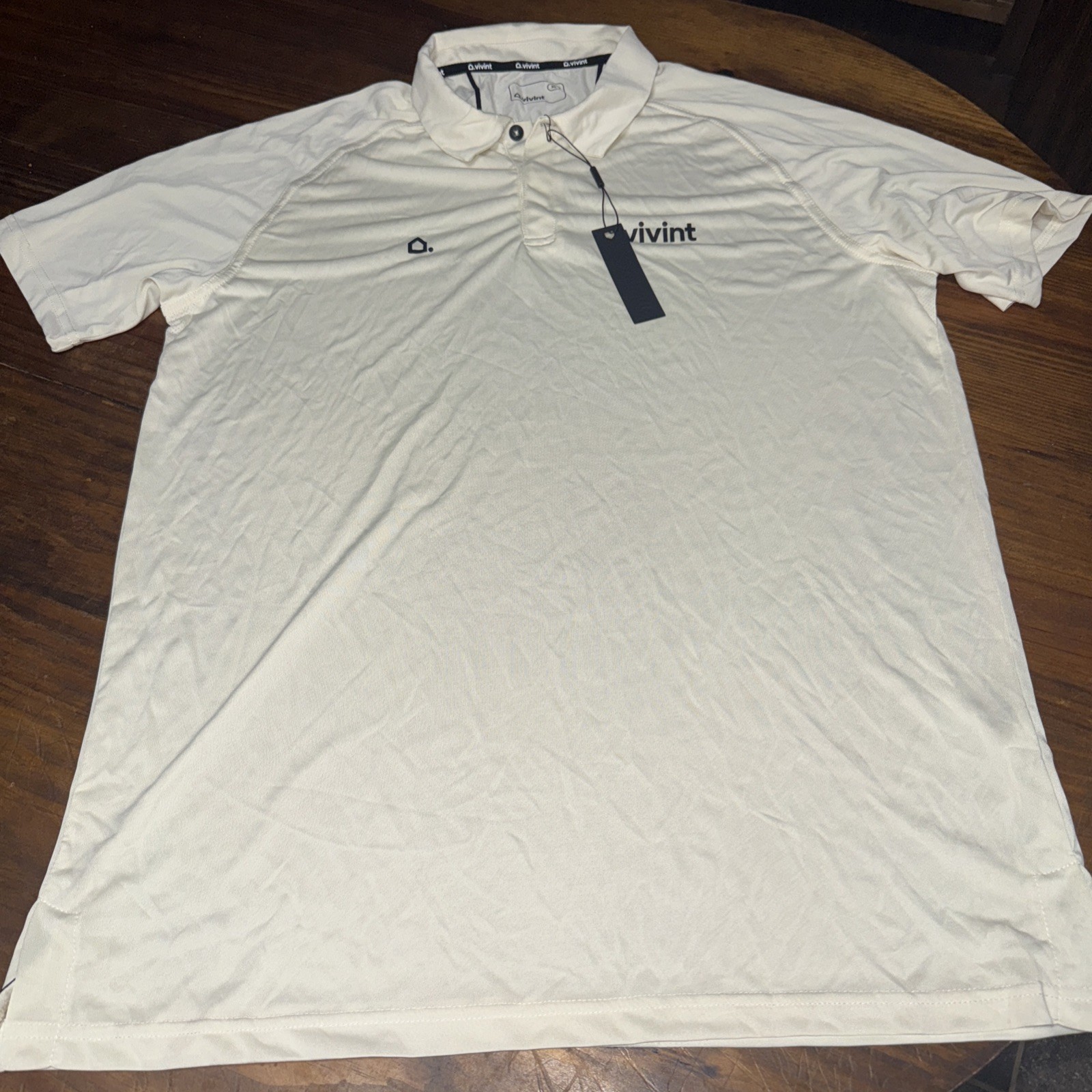 VIVINT SmartHome Mens Polo Sz XL Performance Creme Black Logo Golf Workwear NWT