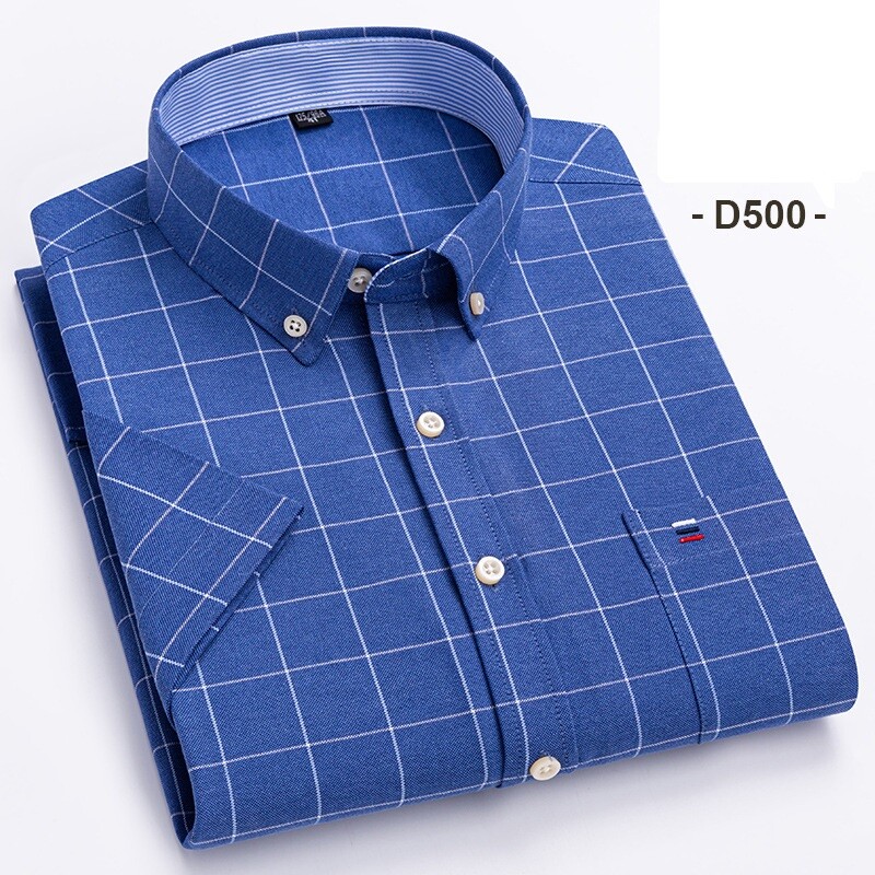 Mens Dress Oxford Shirts Formal Business Short Sleeves Cotton Casual Shirts Top