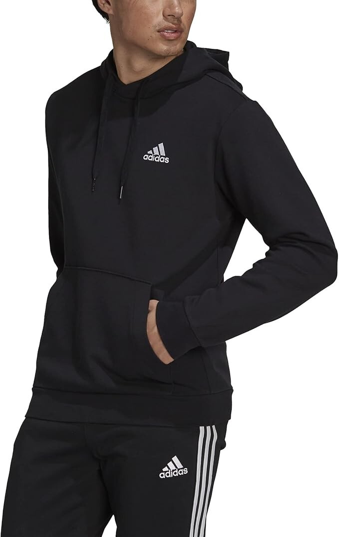 Adidas Men’s Black Feel Cozy Essentials Fleece Pullover Hoodie Medium! NEW!