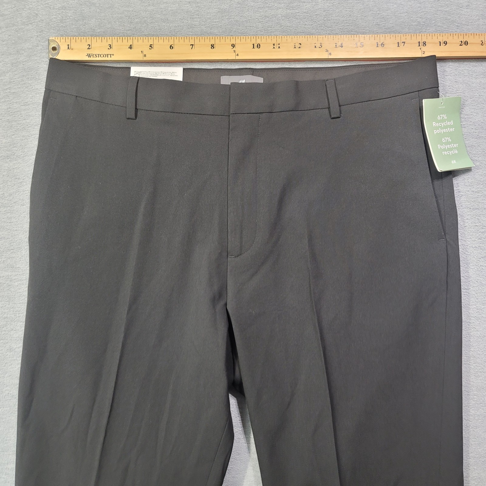 H&M Pants Mens 36×32 Black Slim Fit Stretch Tapered Leg Classic NWT