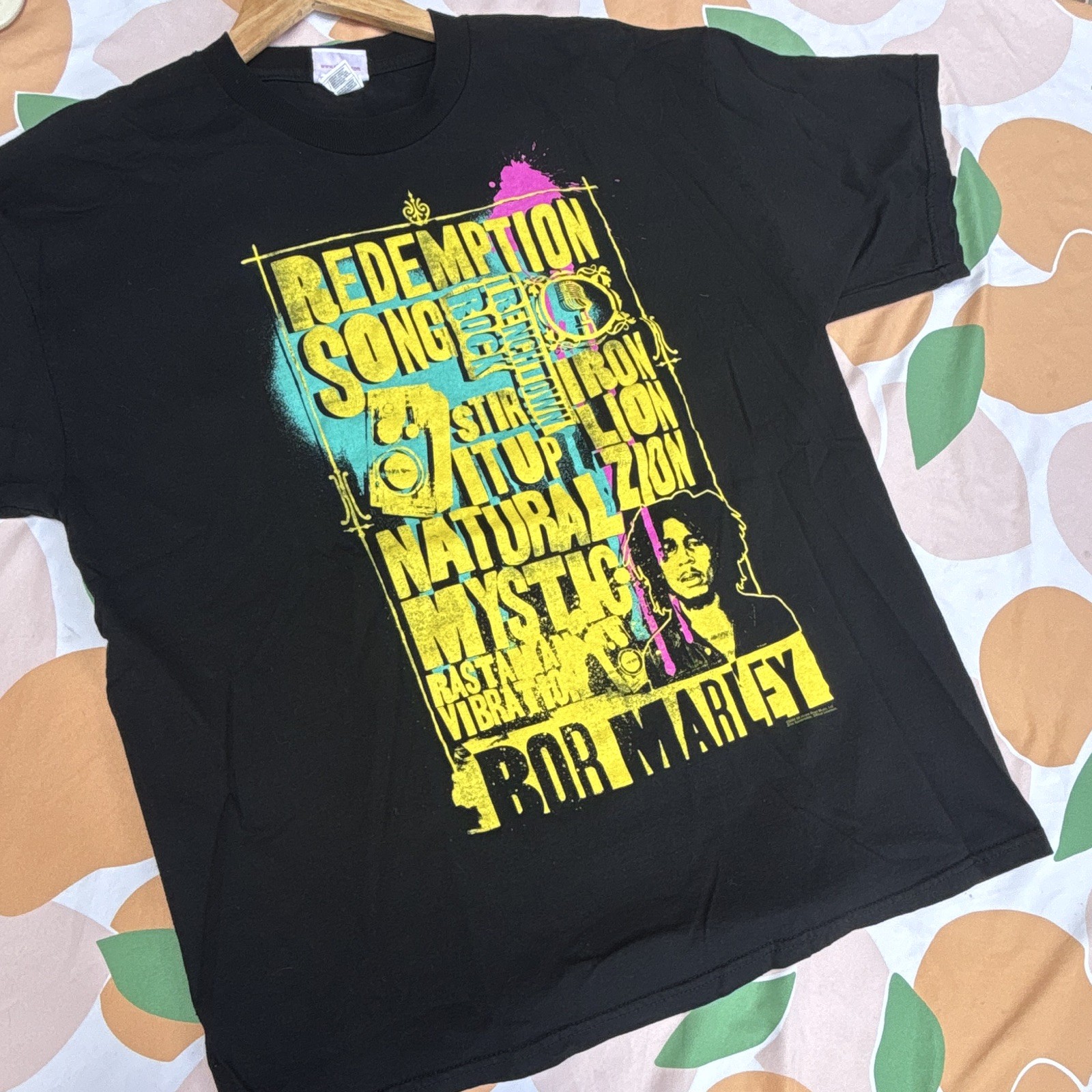 Philcos Bob Marley Redemption Song Graphic T-Shirt Black XL Preshrunk Crew Neck